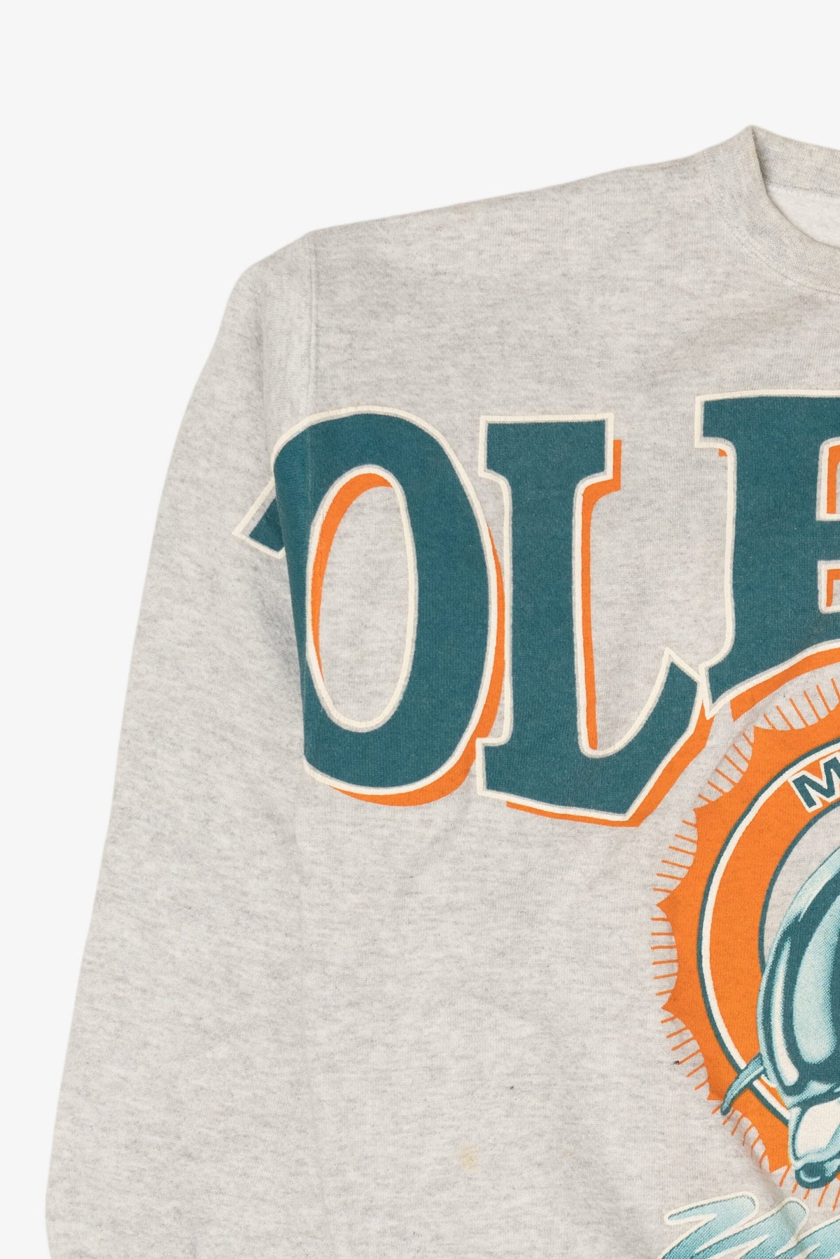 Vintage Light Gray Miami Dolphins Spell Out Sweatshirt (1990s)
