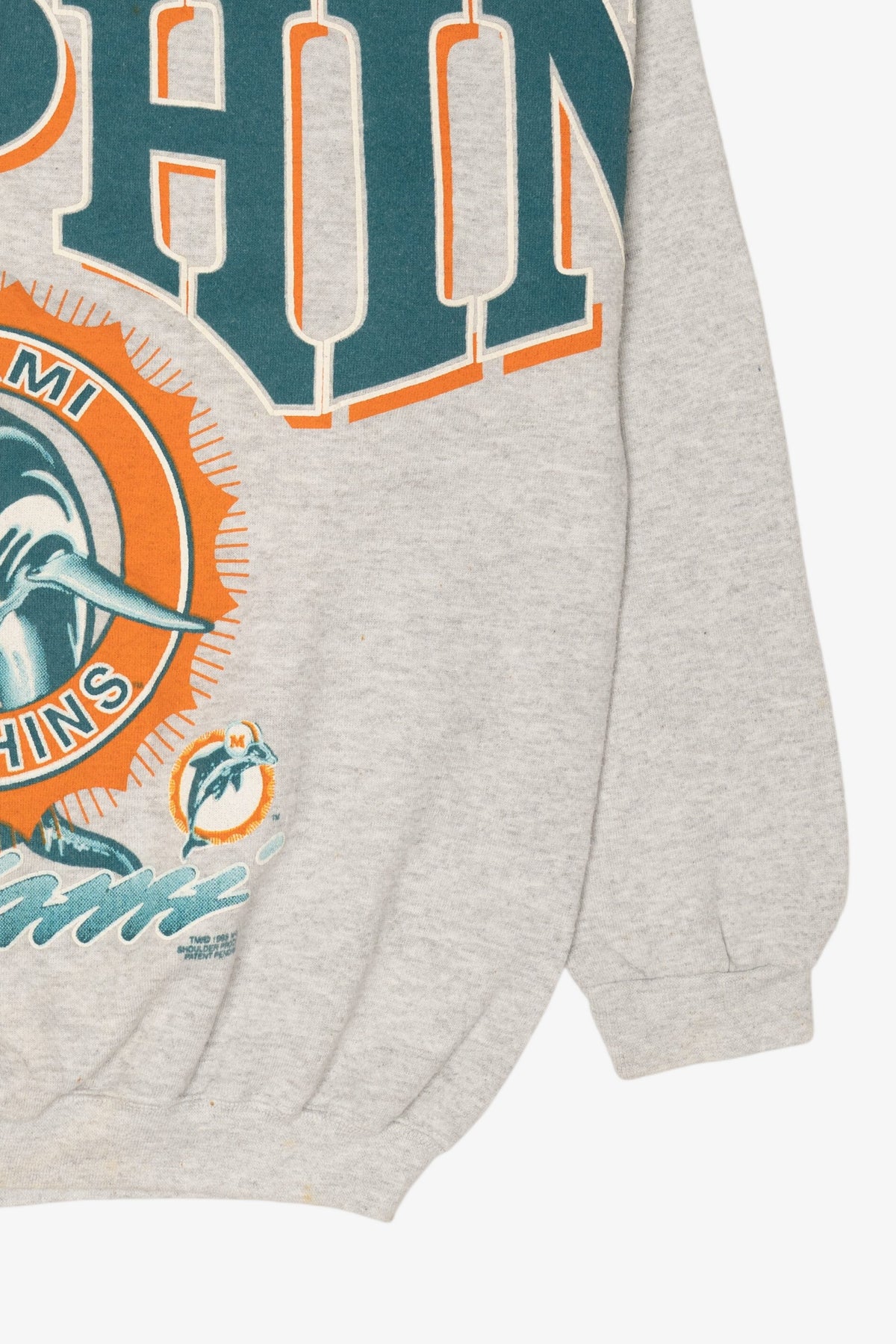 Vintage Light Gray Miami Dolphins Spell Out Sweatshirt (1990s)