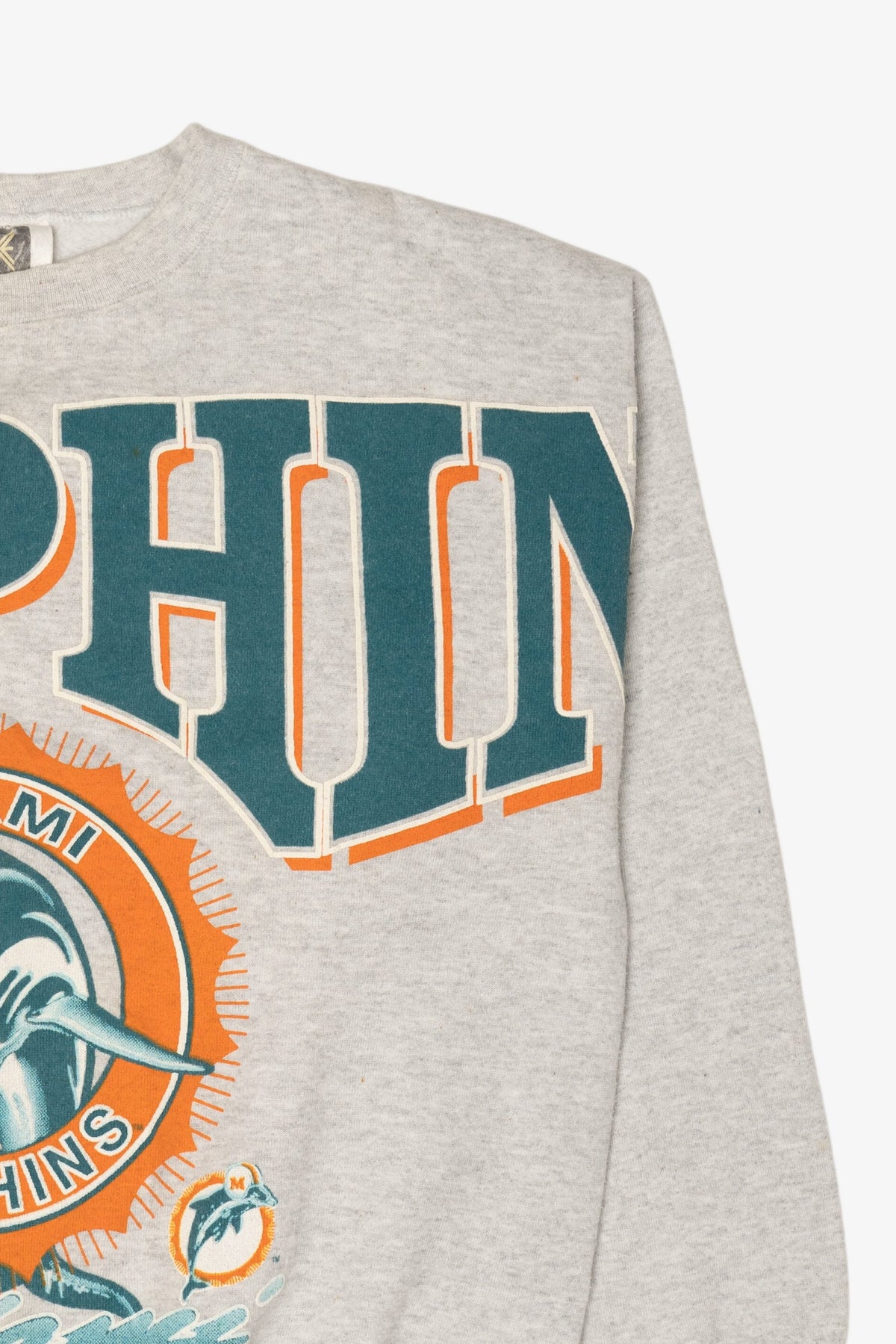 Vintage Light Gray Miami Dolphins Spell Out Sweatshirt (1990s)
