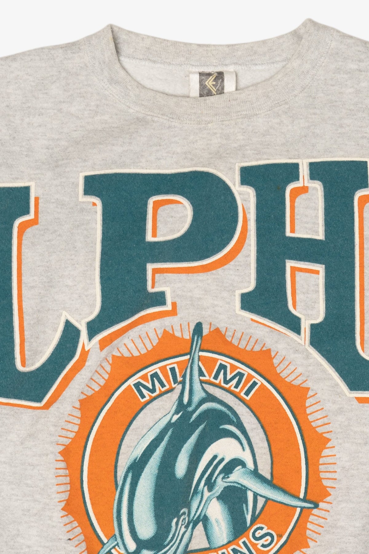 Vintage Light Gray Miami Dolphins Spell Out Sweatshirt (1990s)