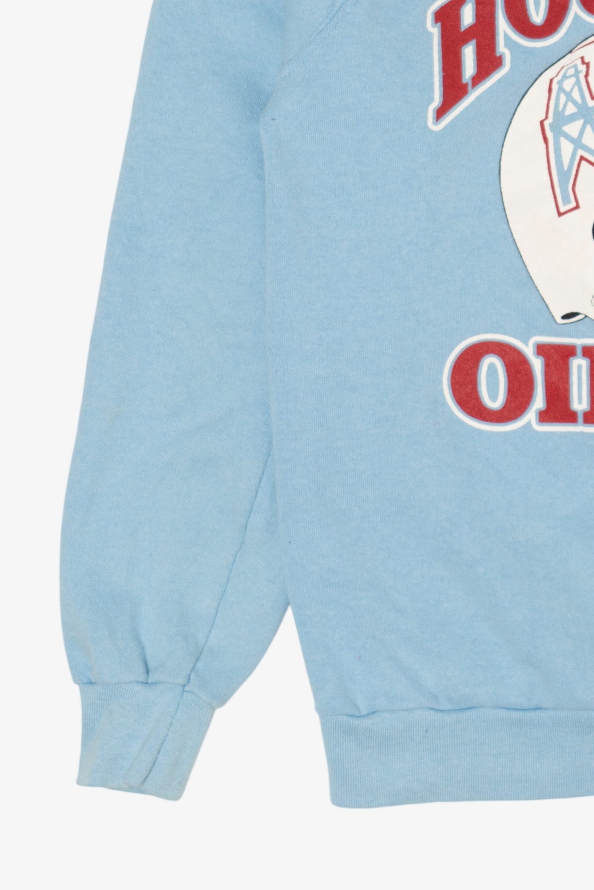 Vintage Light Blue Houston Oilers NFL Raglan Sweatshirt (1980s)