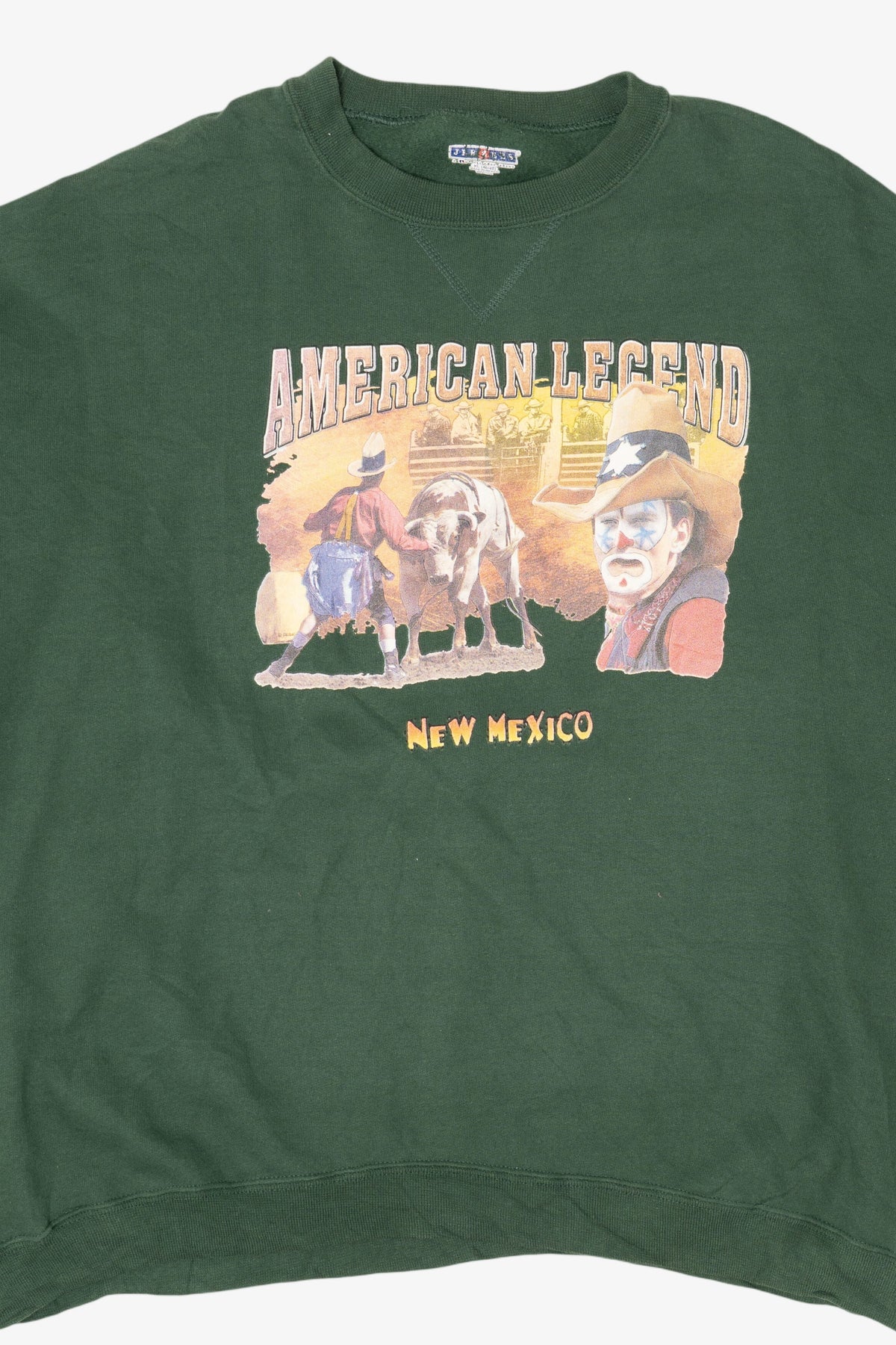 Vintage Green "American Legend" Rodeo Clown New Mexico Sweatshirt (1990s)