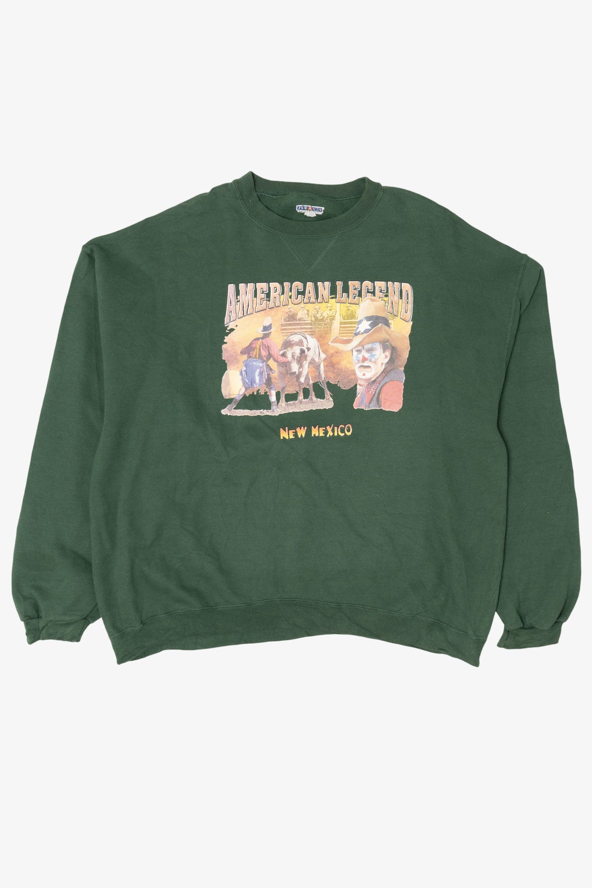 Vintage Green "American Legend" Rodeo Clown New Mexico Sweatshirt (1990s)