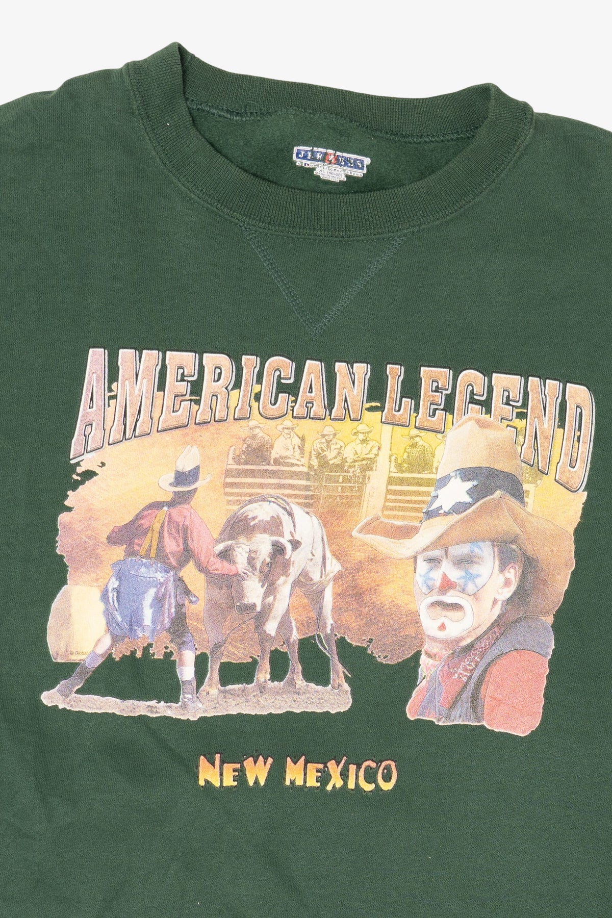 Vintage Green "American Legend" Rodeo Clown New Mexico Sweatshirt (1990s)