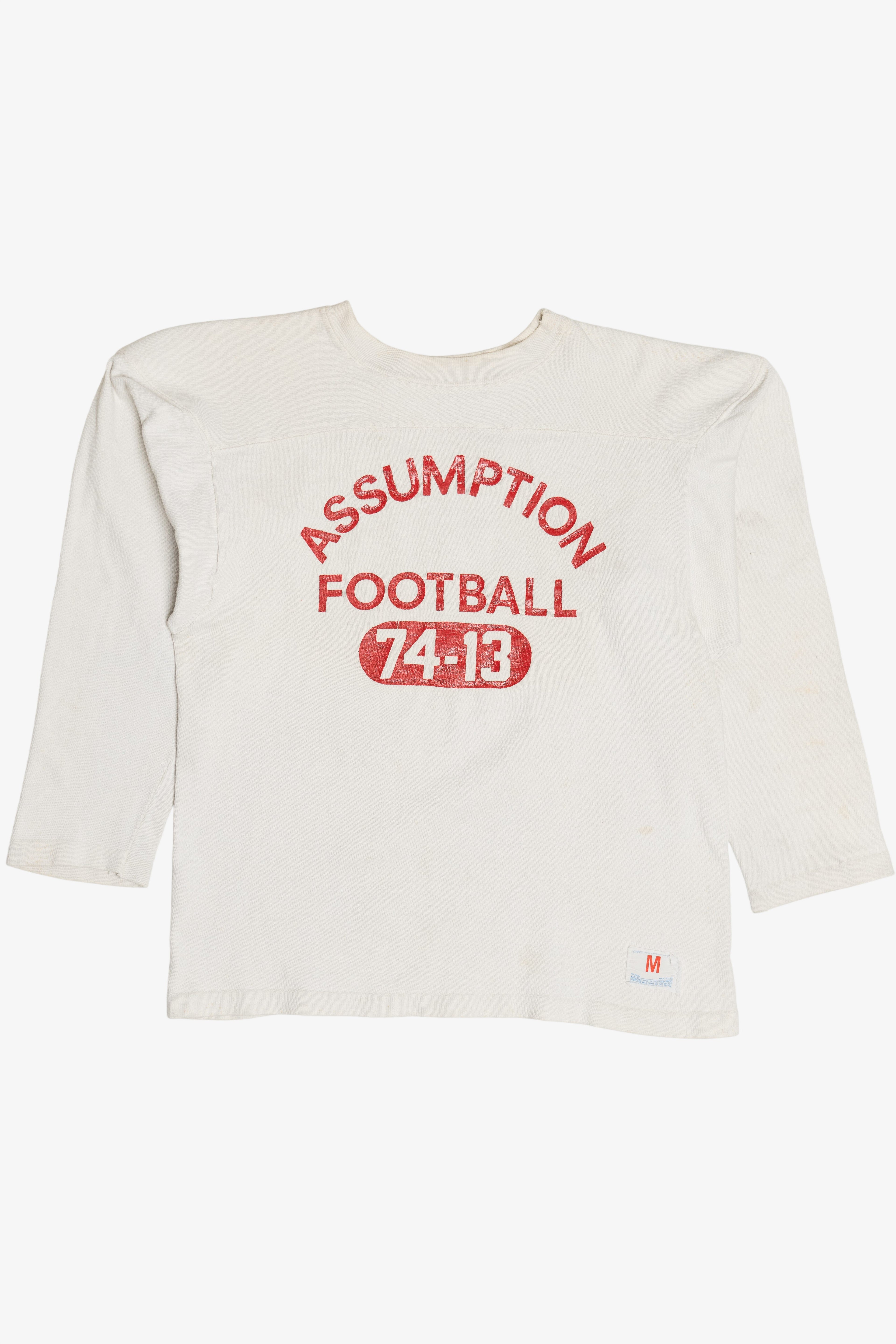 Vintage Champion "Assumption Football" 74-13 Padded Elbow Football Jersey Sweatshirt (1970s)