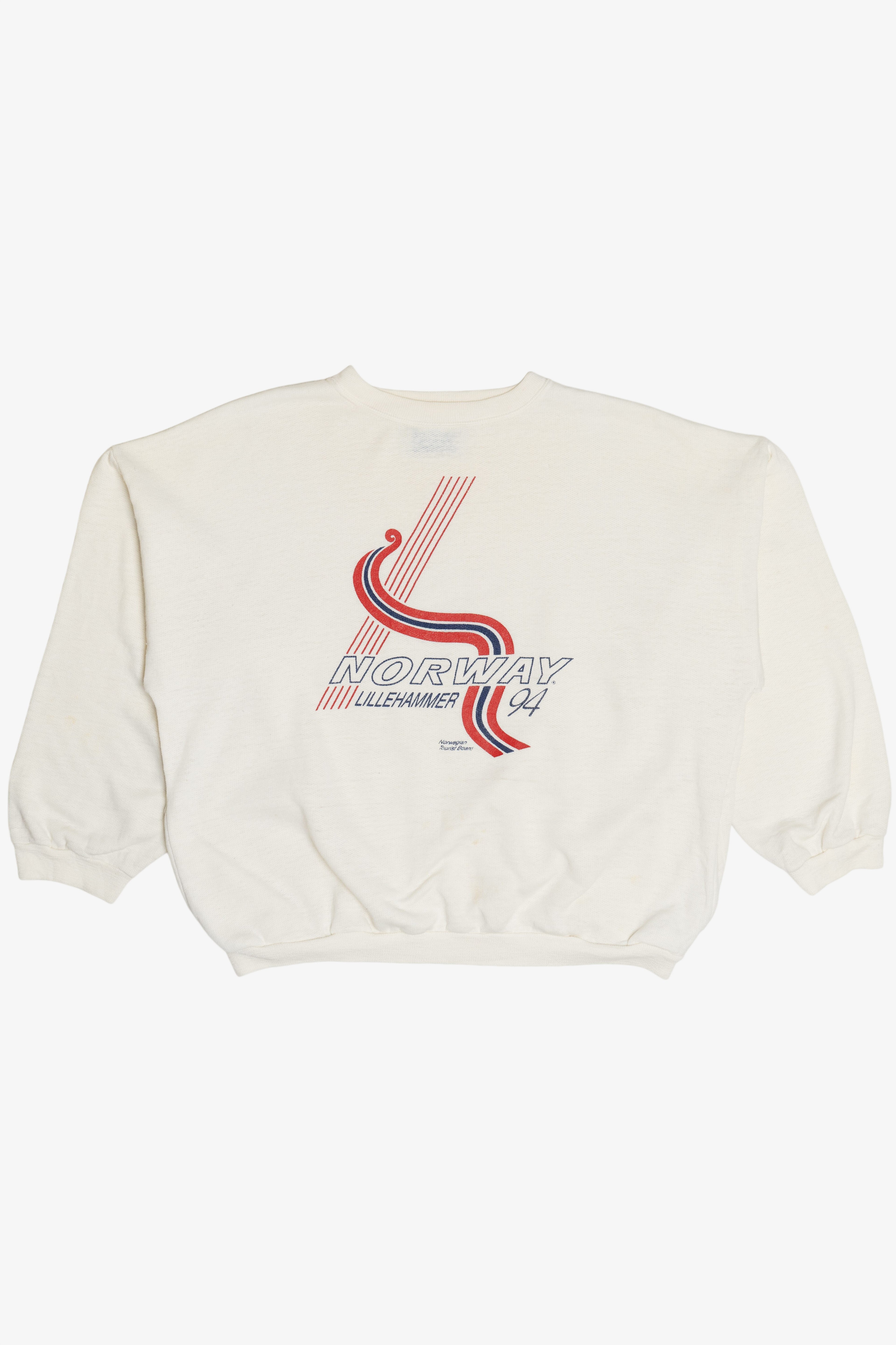 Vintage "Norway Lillehammer '94" Winter Olympics Boxy Sweatshirt With Pockets (1990s)