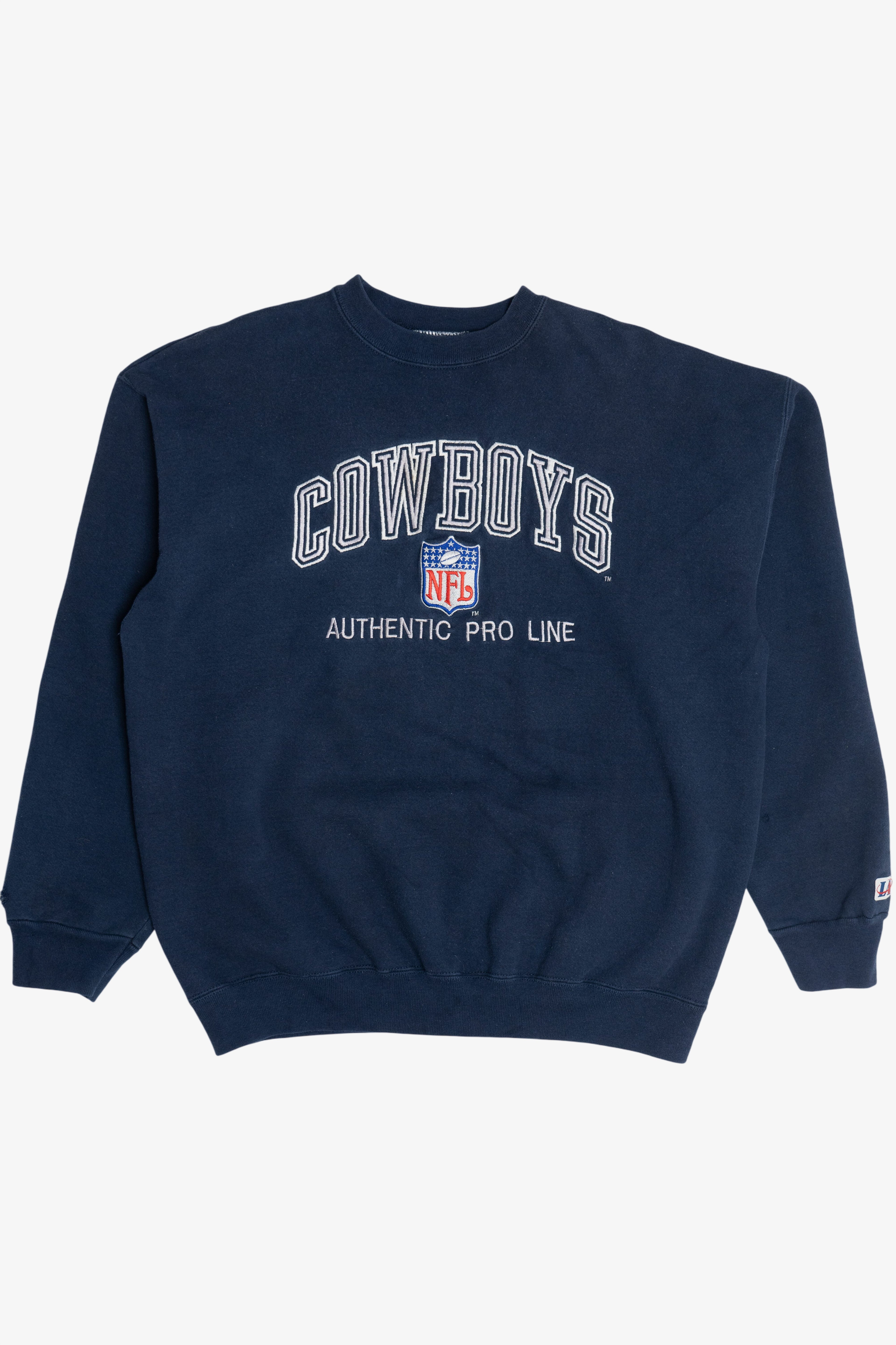 Vintage Distressed "Cowboys NFL Authentic Pro Line" Embroidered Sweatshirt (1990s)