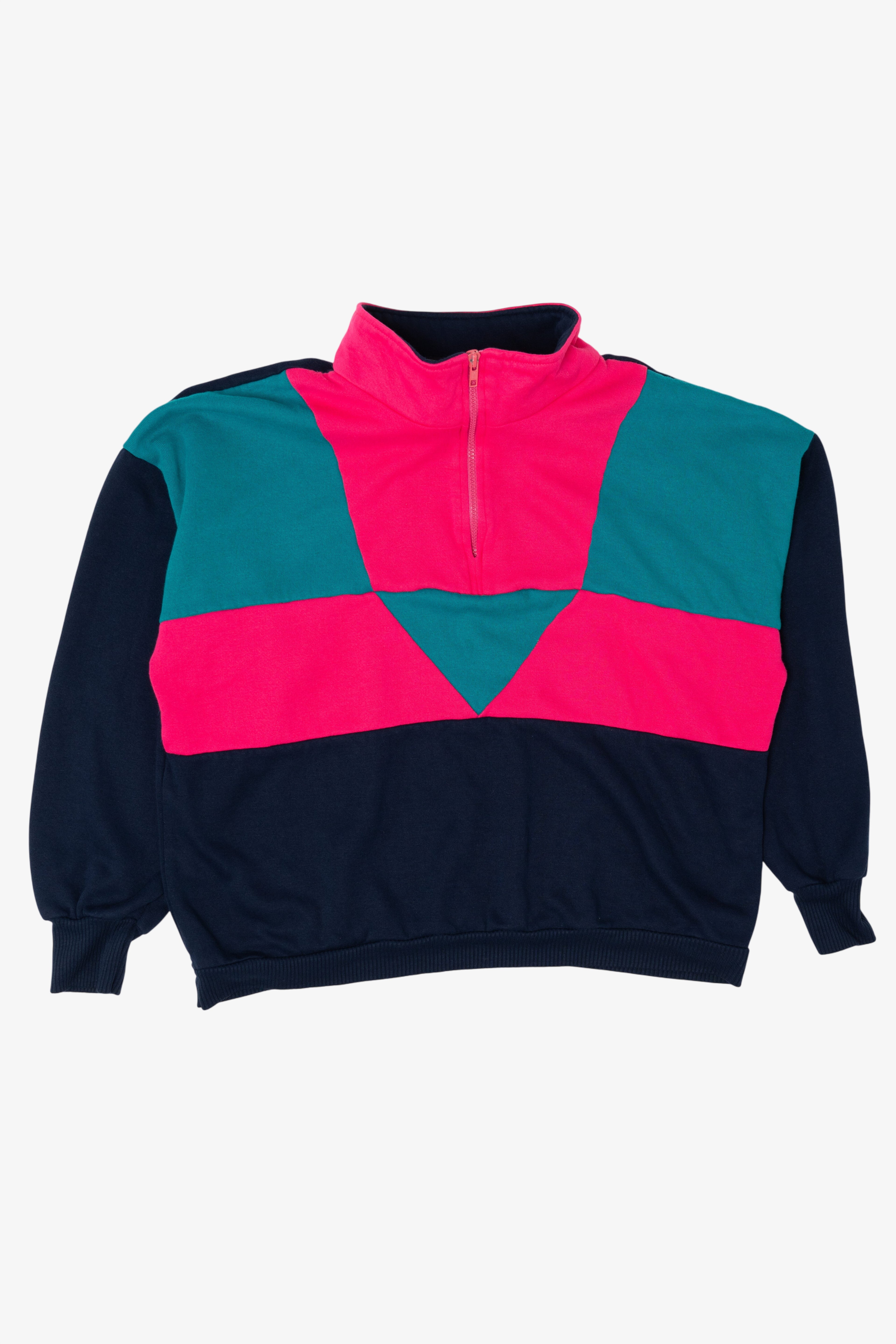 Vintage Union Made Color Block Quarter Zip Sweatshirt (1980s)