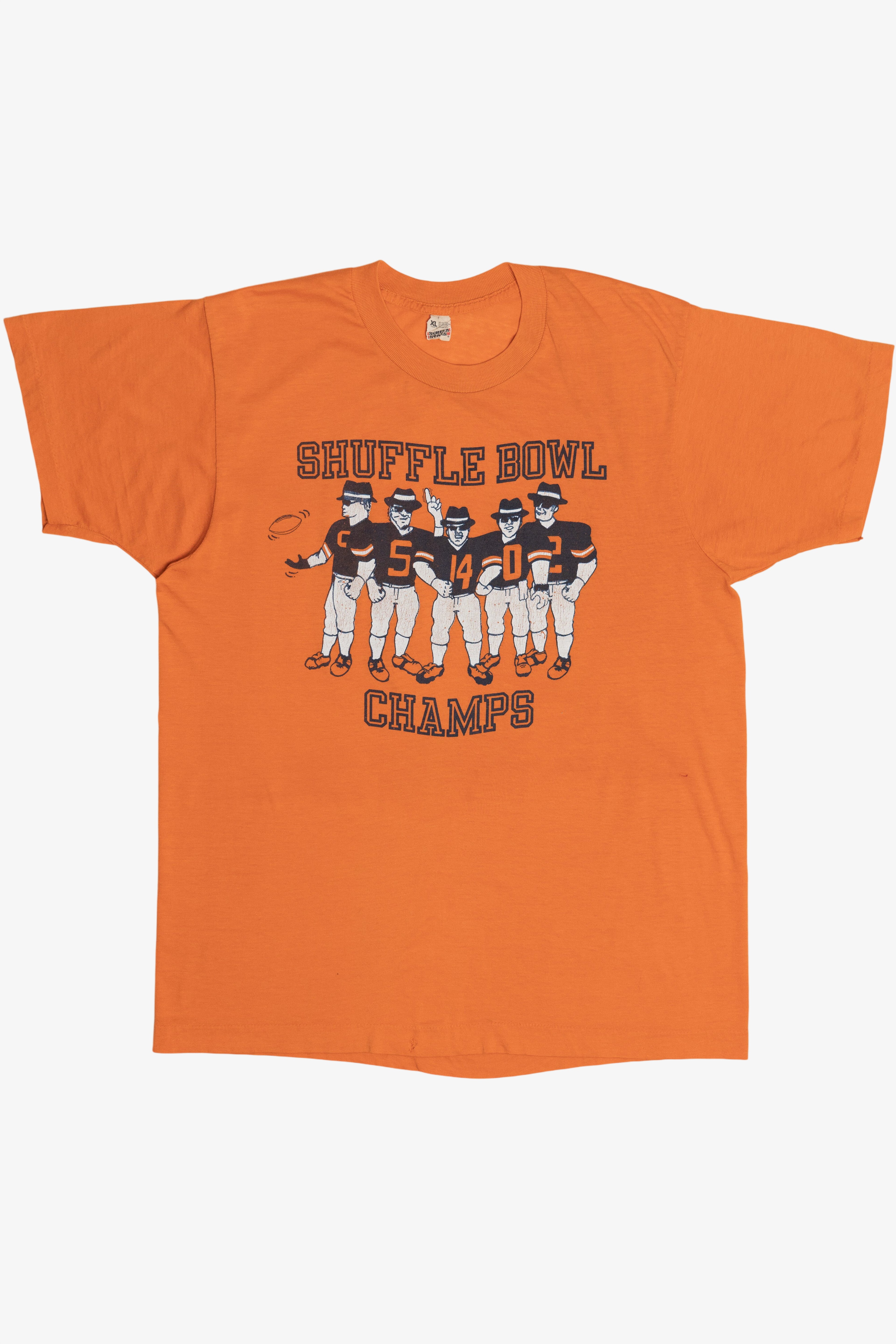Vintage Distressed Football "Shuffle Bowl Champs" Paper Thin T-Shirt (1980s)