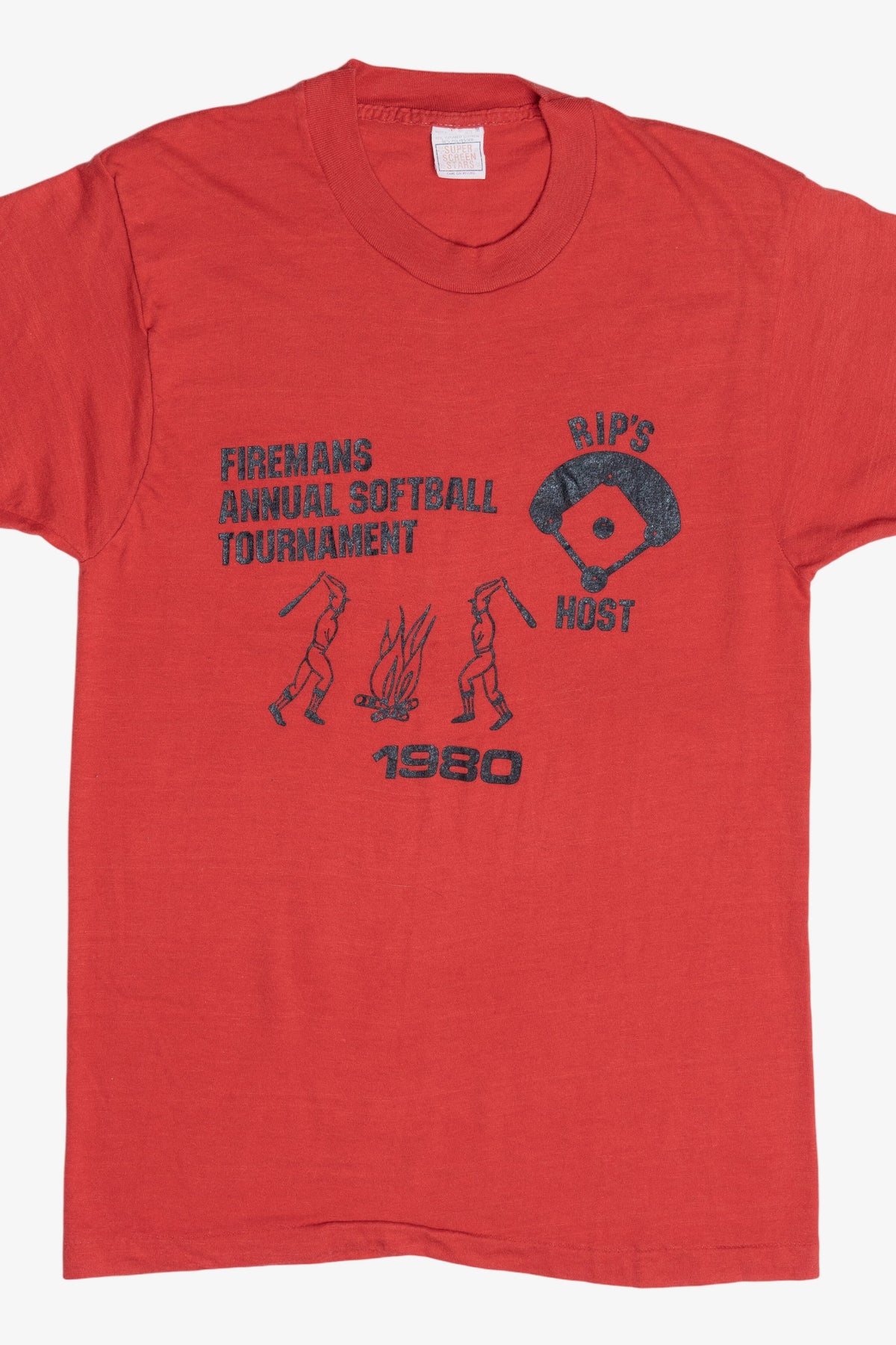 Vintage "Firemans Annual Softball Tournament" Screen Stars T-Shirt (1980s)