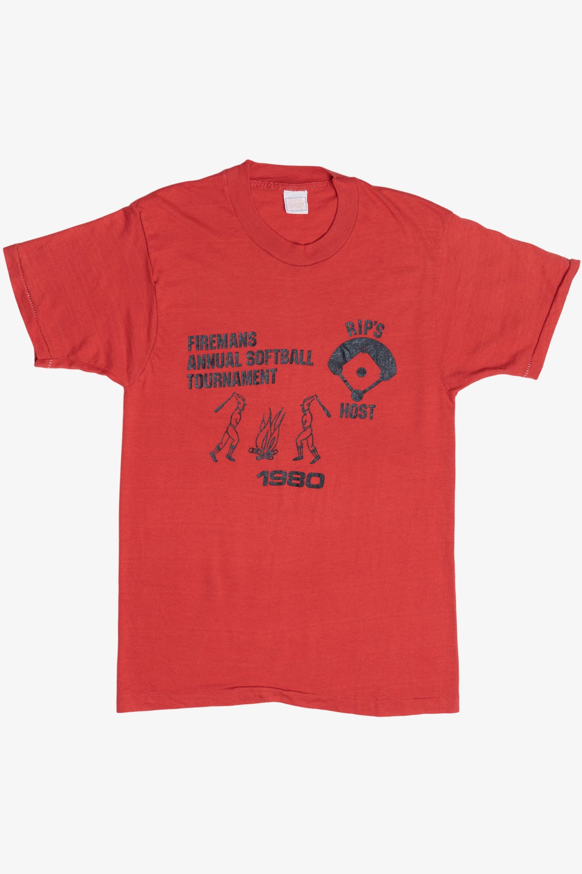 Vintage "Firemans Annual Softball Tournament" Screen Stars T-Shirt (1980s)