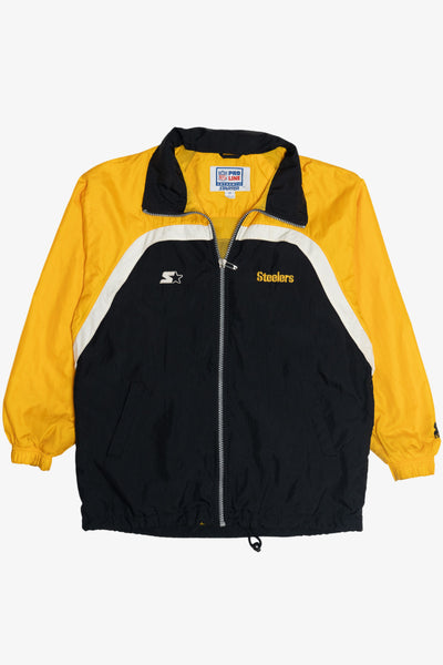 【マナー様】1960'sWool xLeather stadium jacket Vintage Pittsburgh Steelers NFL Hideaway Hood Starter Jacket