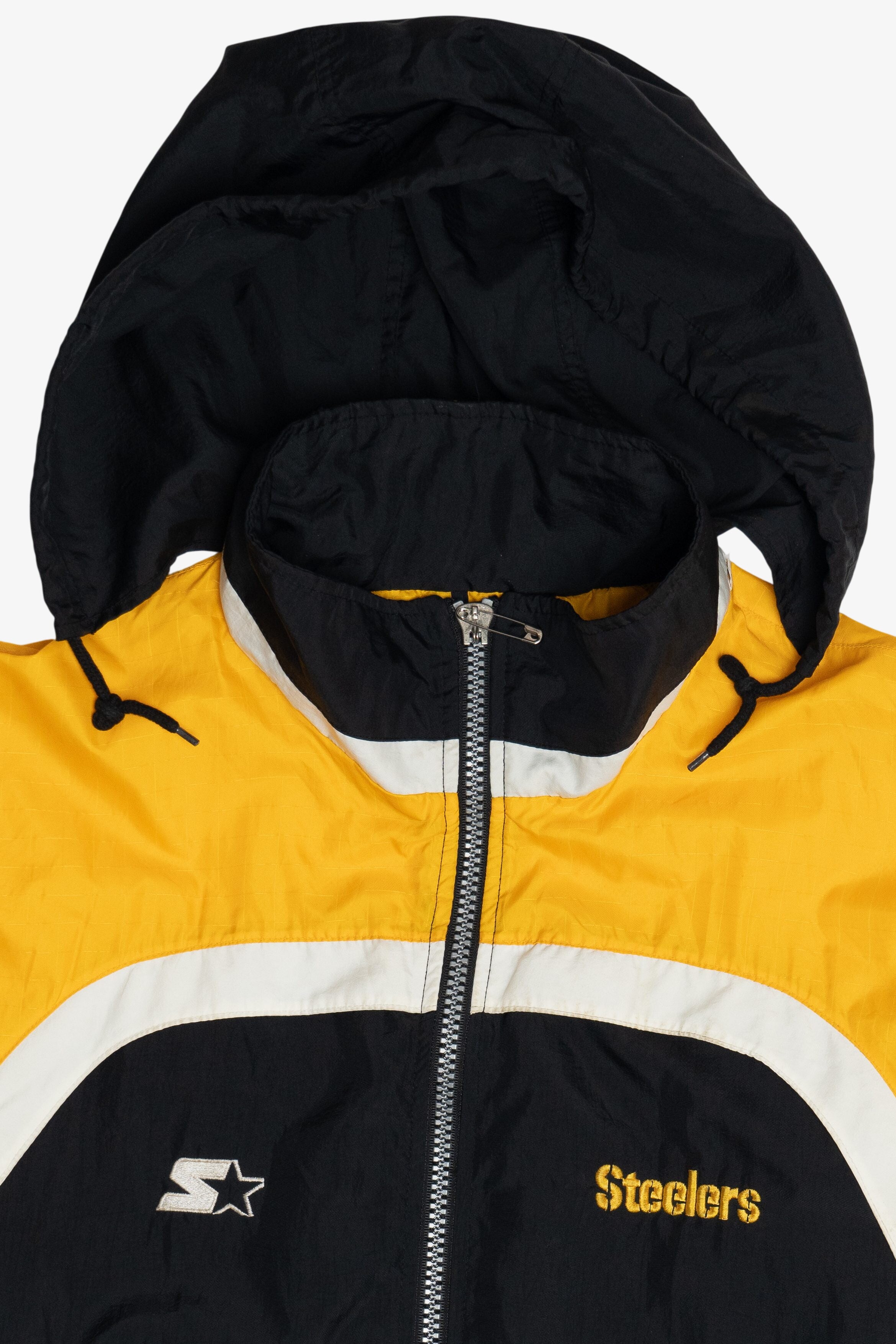 Vintage Pittsburgh Steelers NFL Hideaway Hood Starter Jacket (1990s)