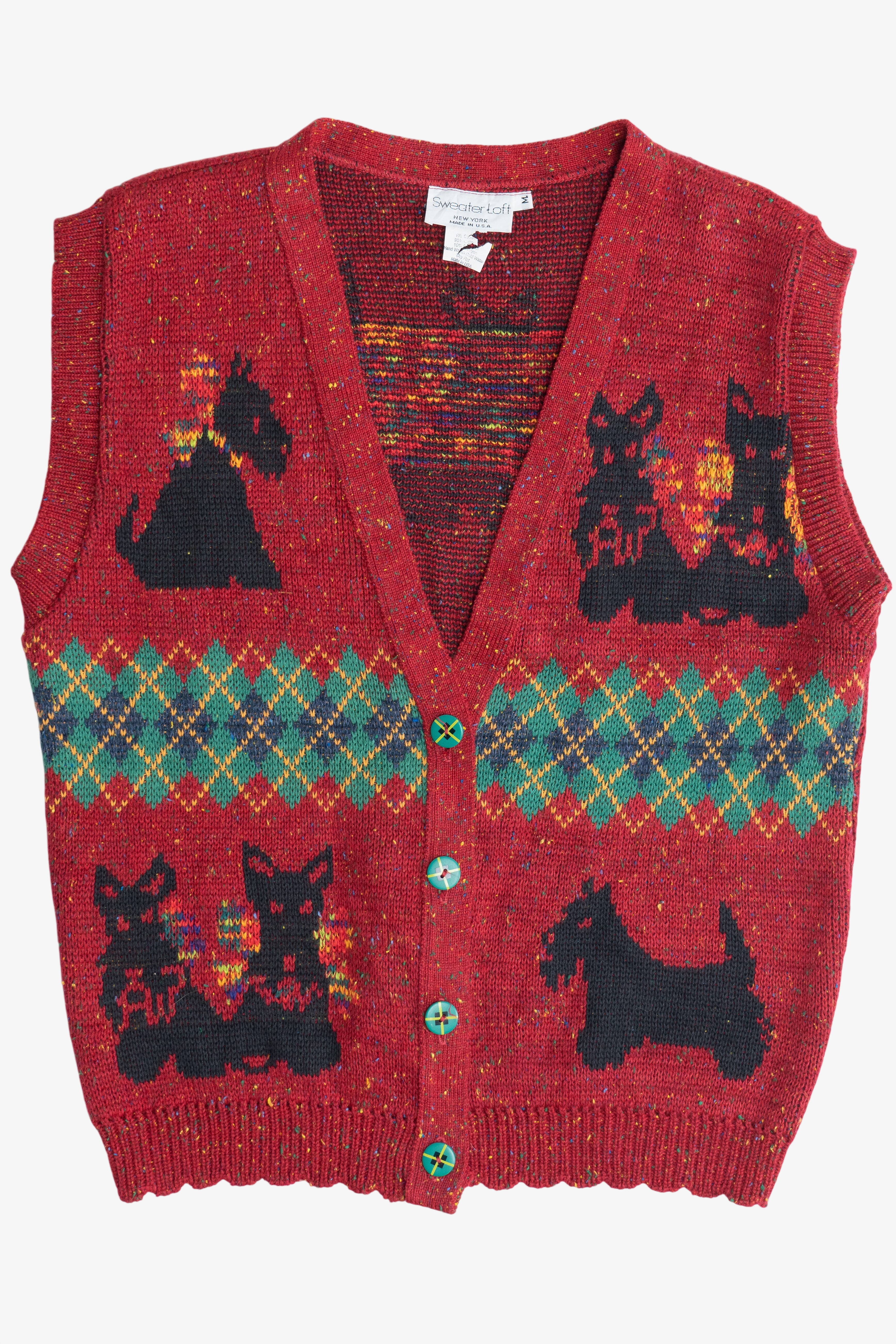Vintage Scottish Terrier Argyle Detail Sweater Vest (1980s)