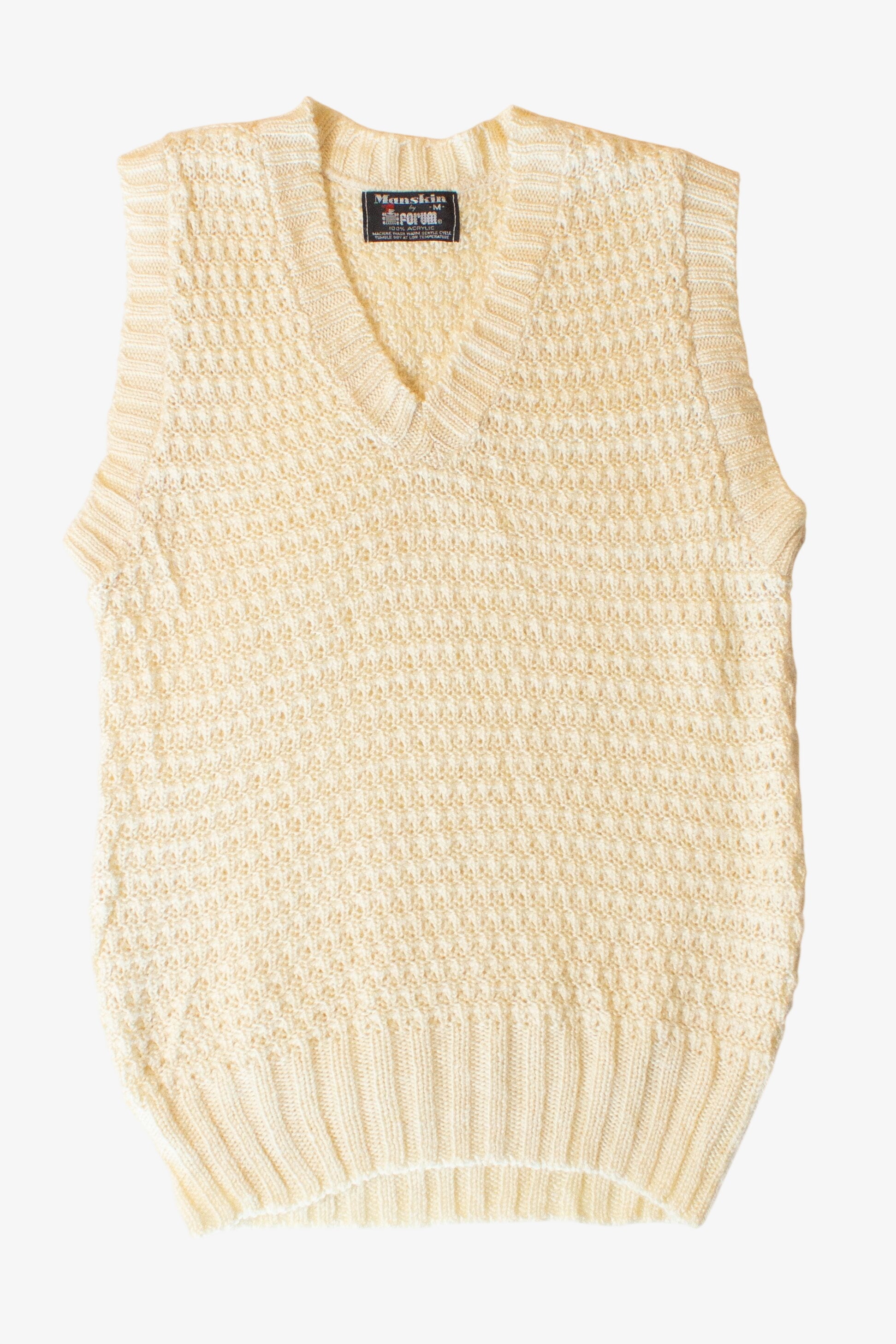 Vintage Ivory Manskin Sweater Vest (1980s)