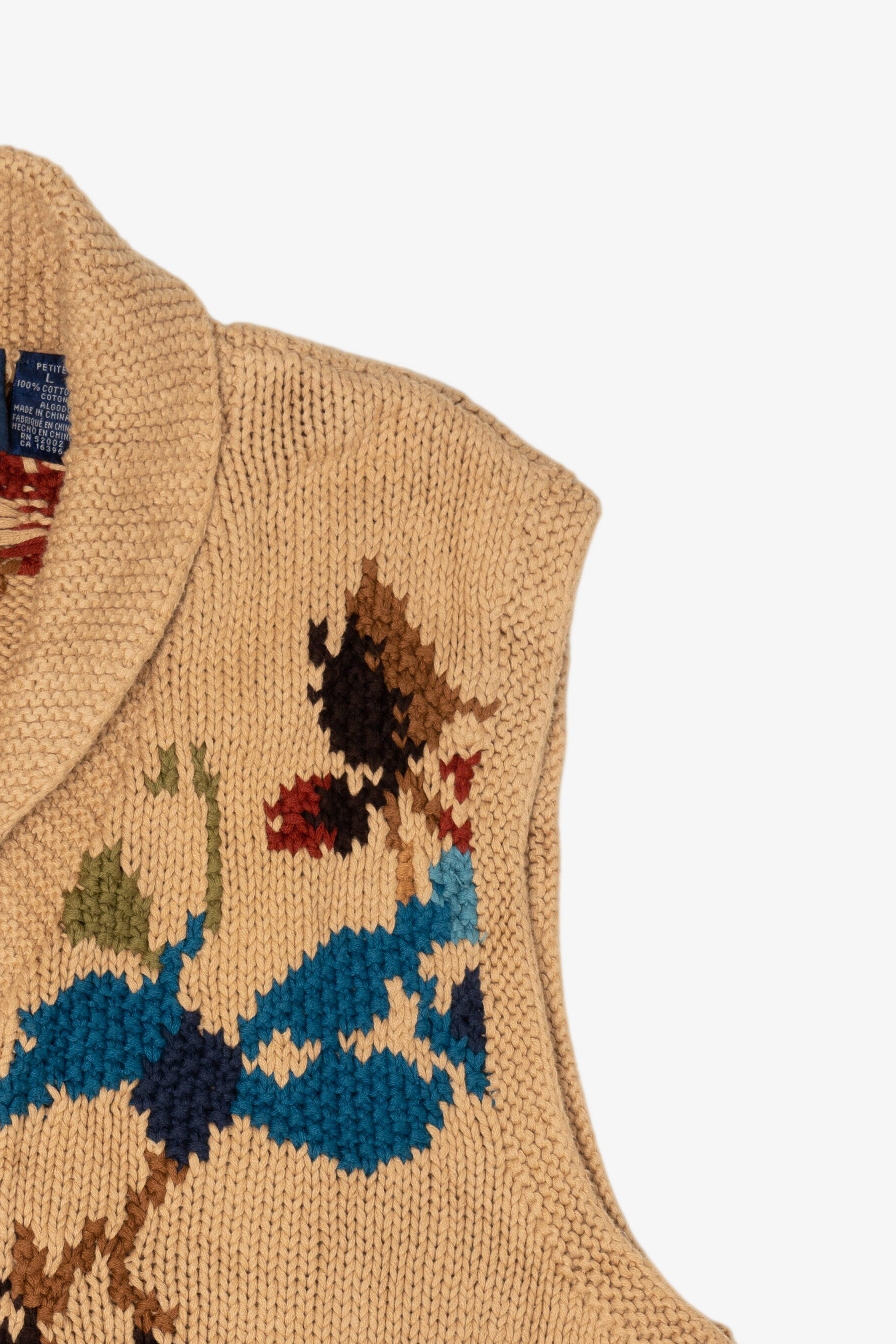 Vintage Beige Liz Claiborne Floral Sweater Vest (2000s)