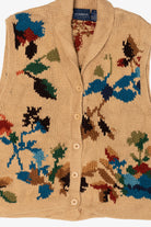 Vintage Beige Liz Claiborne Floral Sweater Vest (2000s)