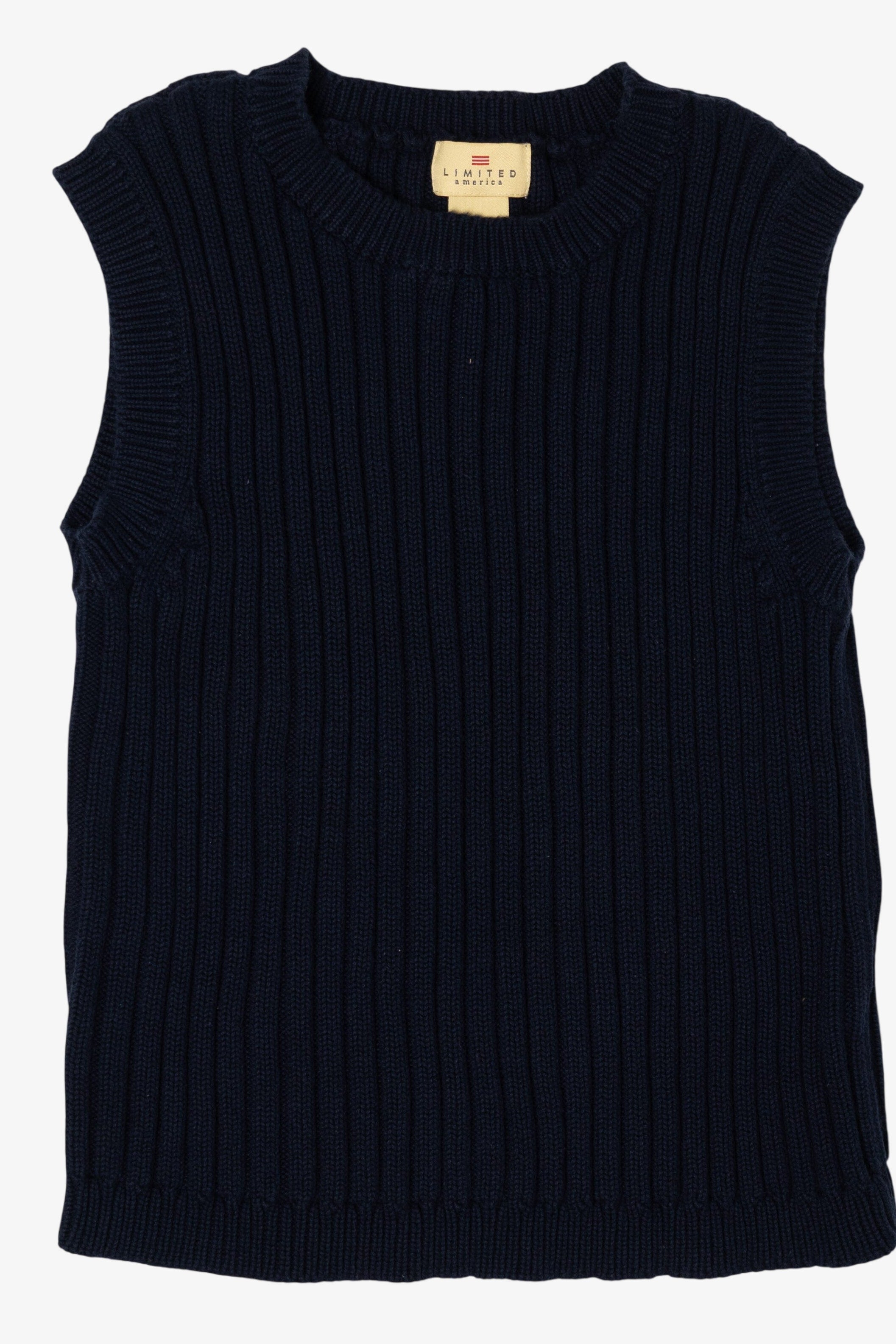 Vintage Navy Blue Limited America Ribbed Sweater Vest (1990s)