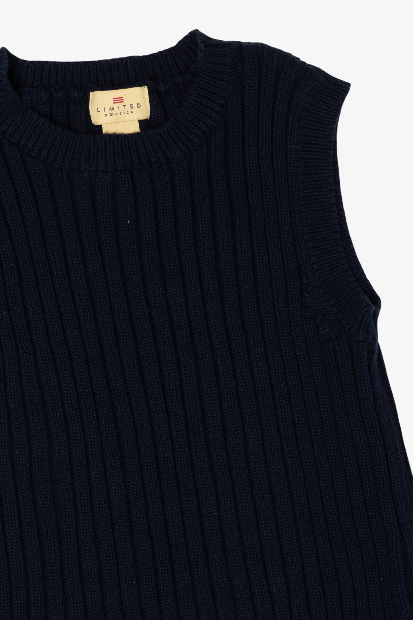 Vintage Navy Blue Limited America Ribbed Sweater Vest (1990s)