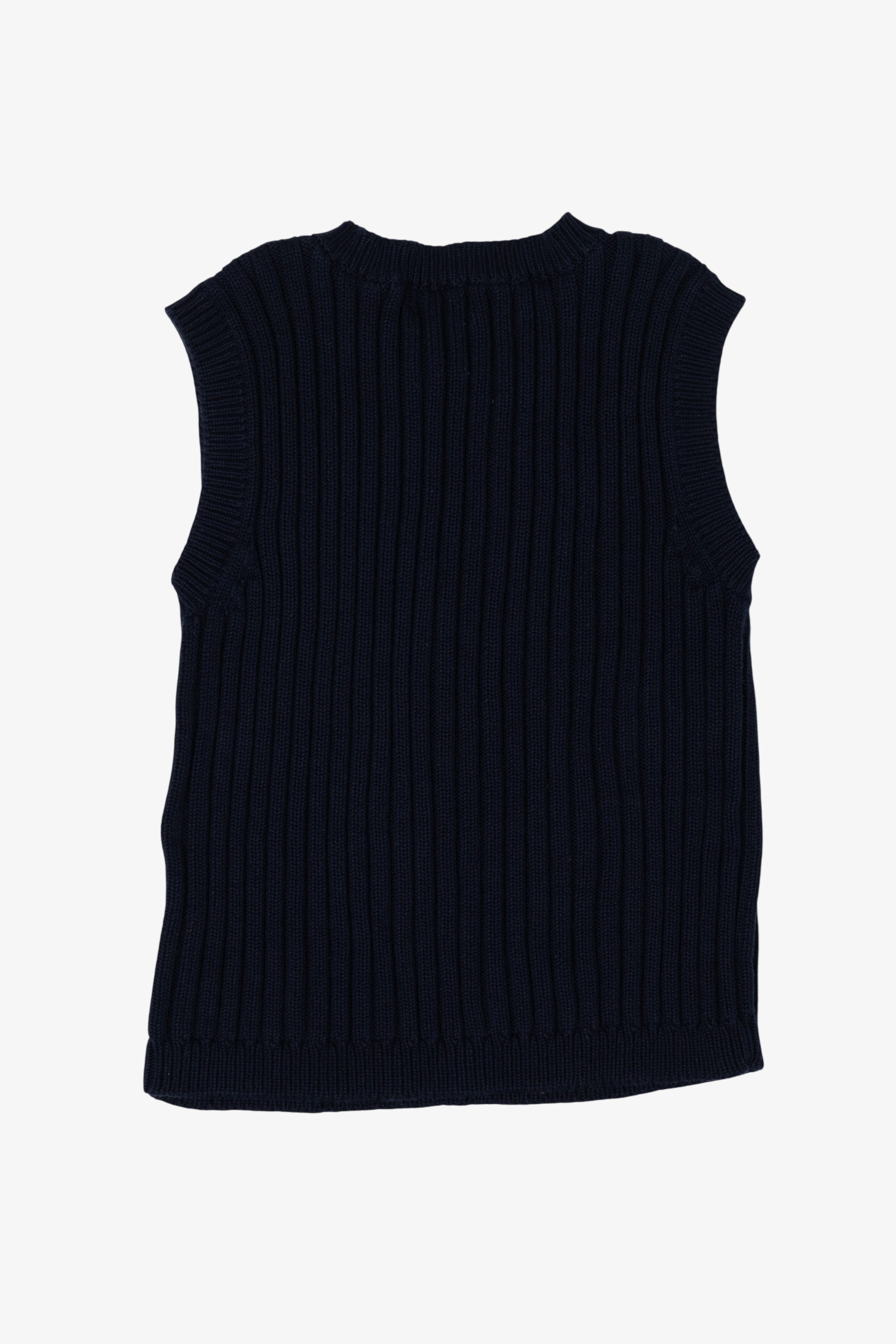 Vintage Navy Blue Limited America Ribbed Sweater Vest (1990s)