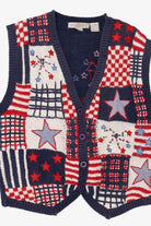 Vintage Hand Knit Red White And Blue America Stars Vest (1990s)