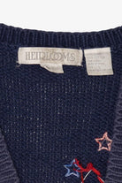Vintage Hand Knit Red White And Blue America Stars Vest (1990s)