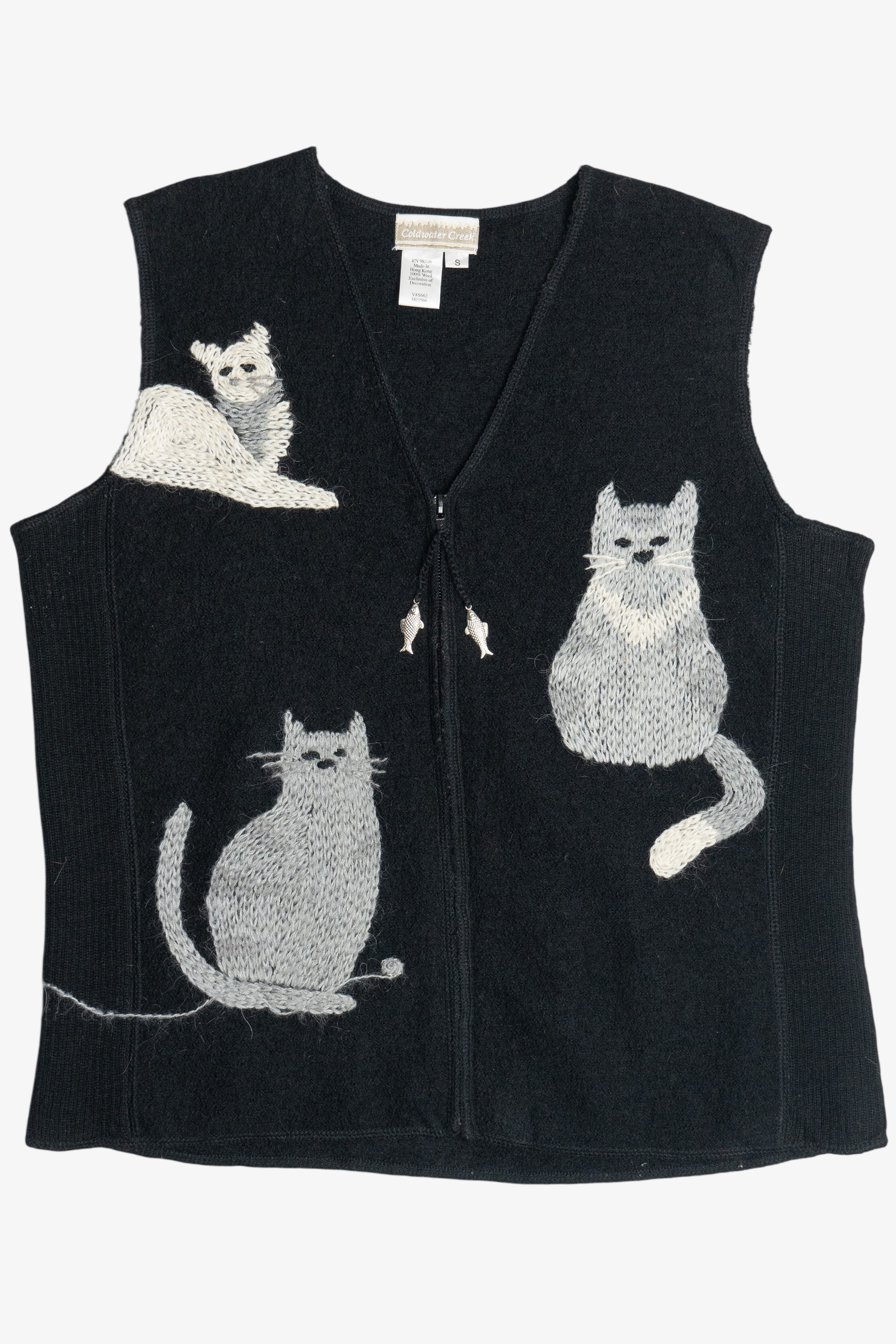 Vintage Cats Wool Sweater Vest (2000s)