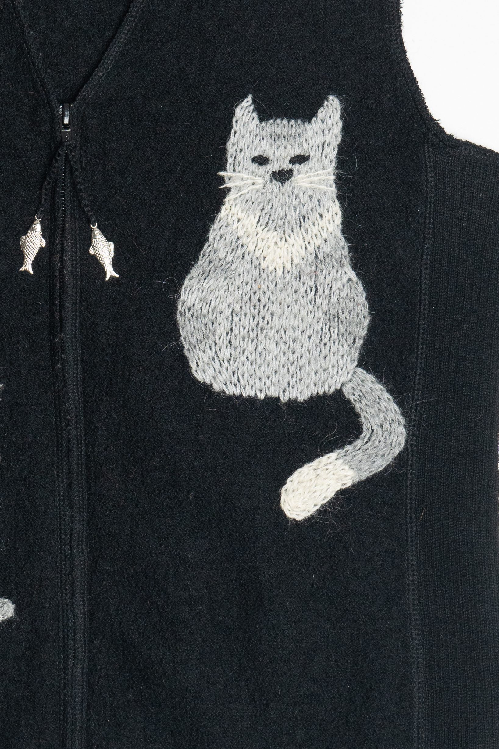 Vintage Cats Wool Sweater Vest (2000s)