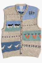 Vintage Blueberry Woolens Cows & Sheep Farm Motifs Sweater Vest (1980s)