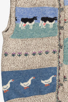 Vintage Blueberry Woolens Cows & Sheep Farm Motifs Sweater Vest (1980s)