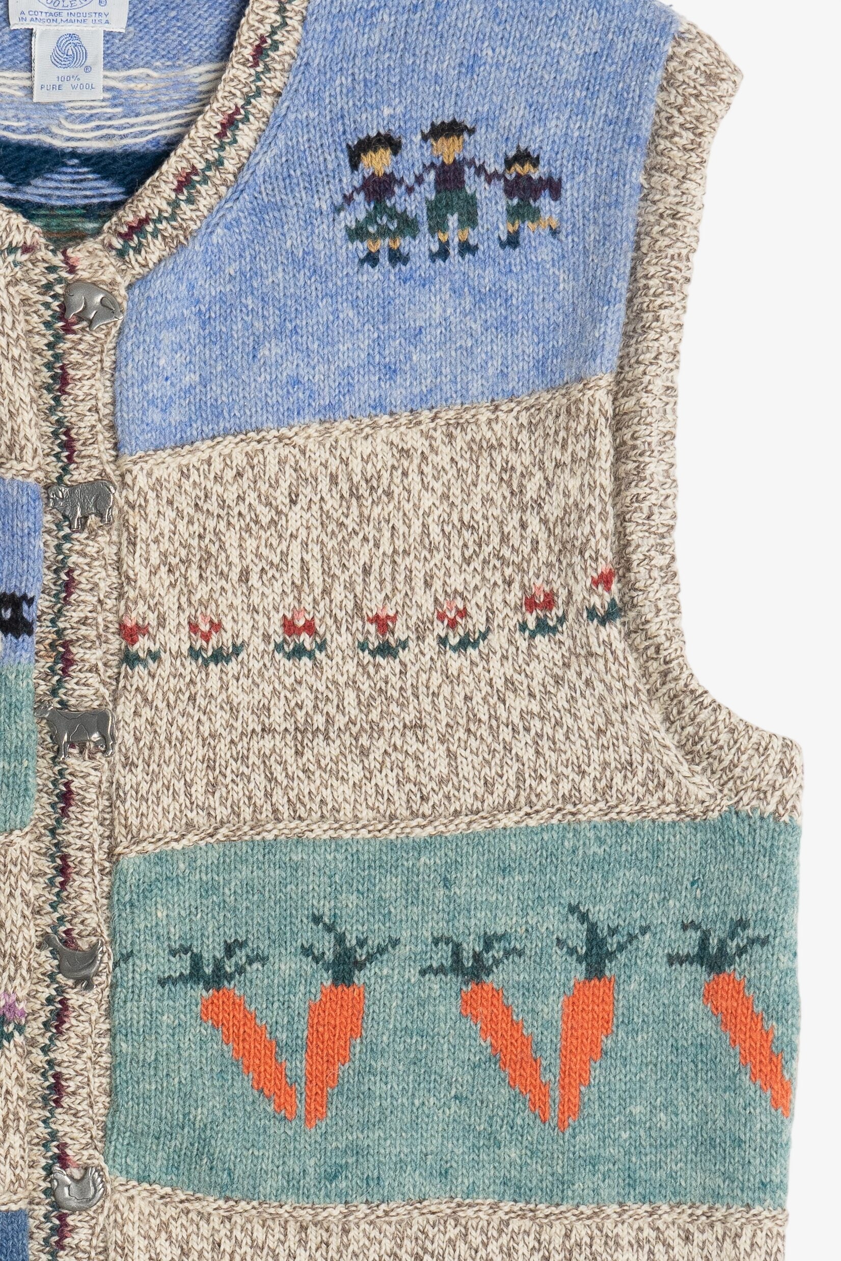 Vintage Blueberry Woolens Cows & Sheep Farm Motifs Sweater Vest (1980s)