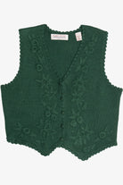 Vintage Dark Green Floral Knit Sweater Vest (1980s)