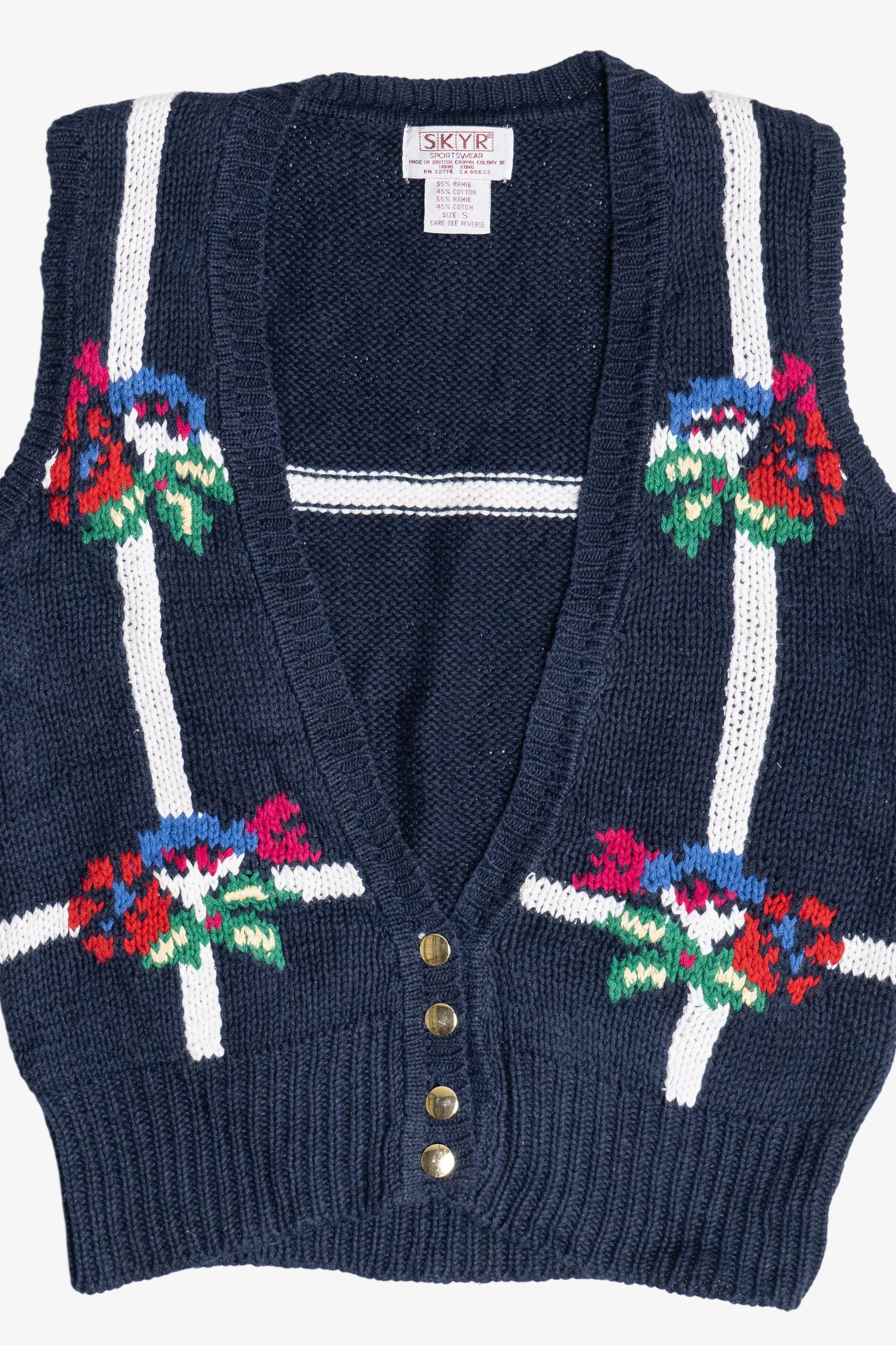 Vintage Skyr Sportswear Flower Grid Sweater Vest (1980s)