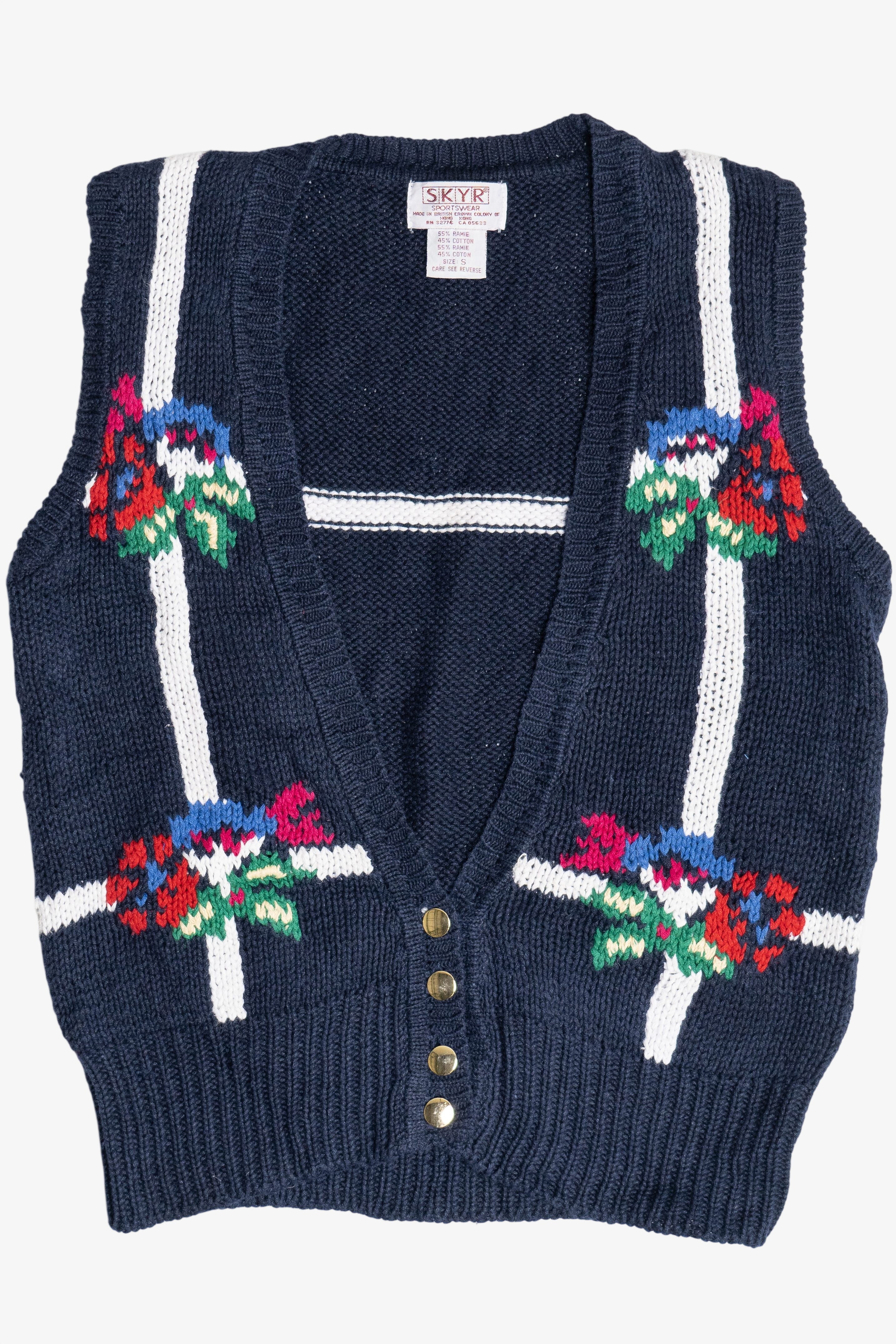 Vintage Skyr Sportswear Flower Grid Sweater Vest (1980s)