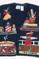 Vintage Hand Knit Fall Seasons Teachers Vest (1990s)