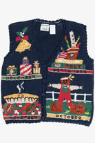 Vintage Hand Knit Fall Seasons Teachers Vest (1990s)