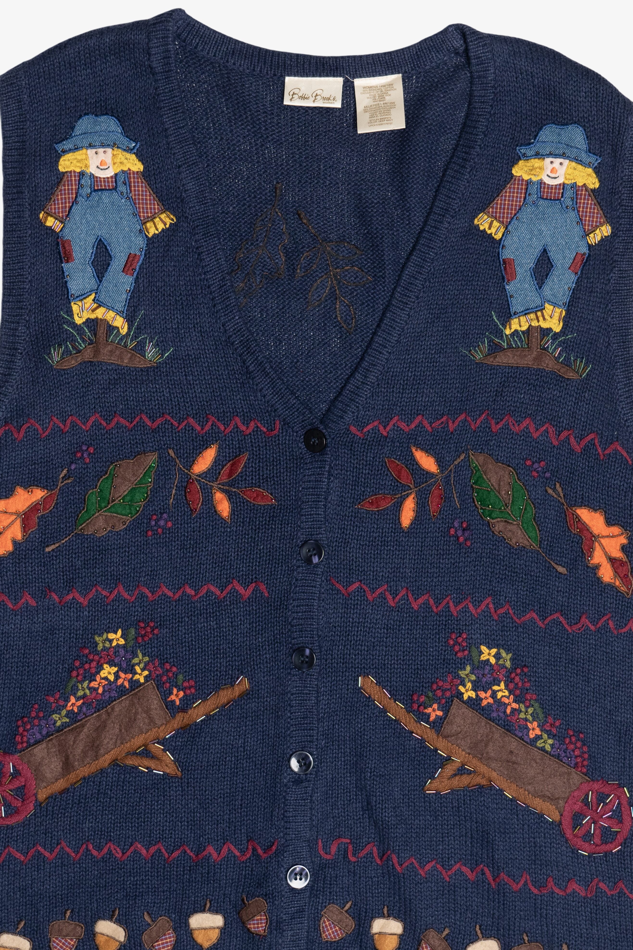Vintage Scarecrow Fall On The Farm Sweater Vest (1990s)