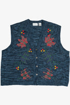 Vintage Plaid Fall Leaves Sweater Vest (1990s)