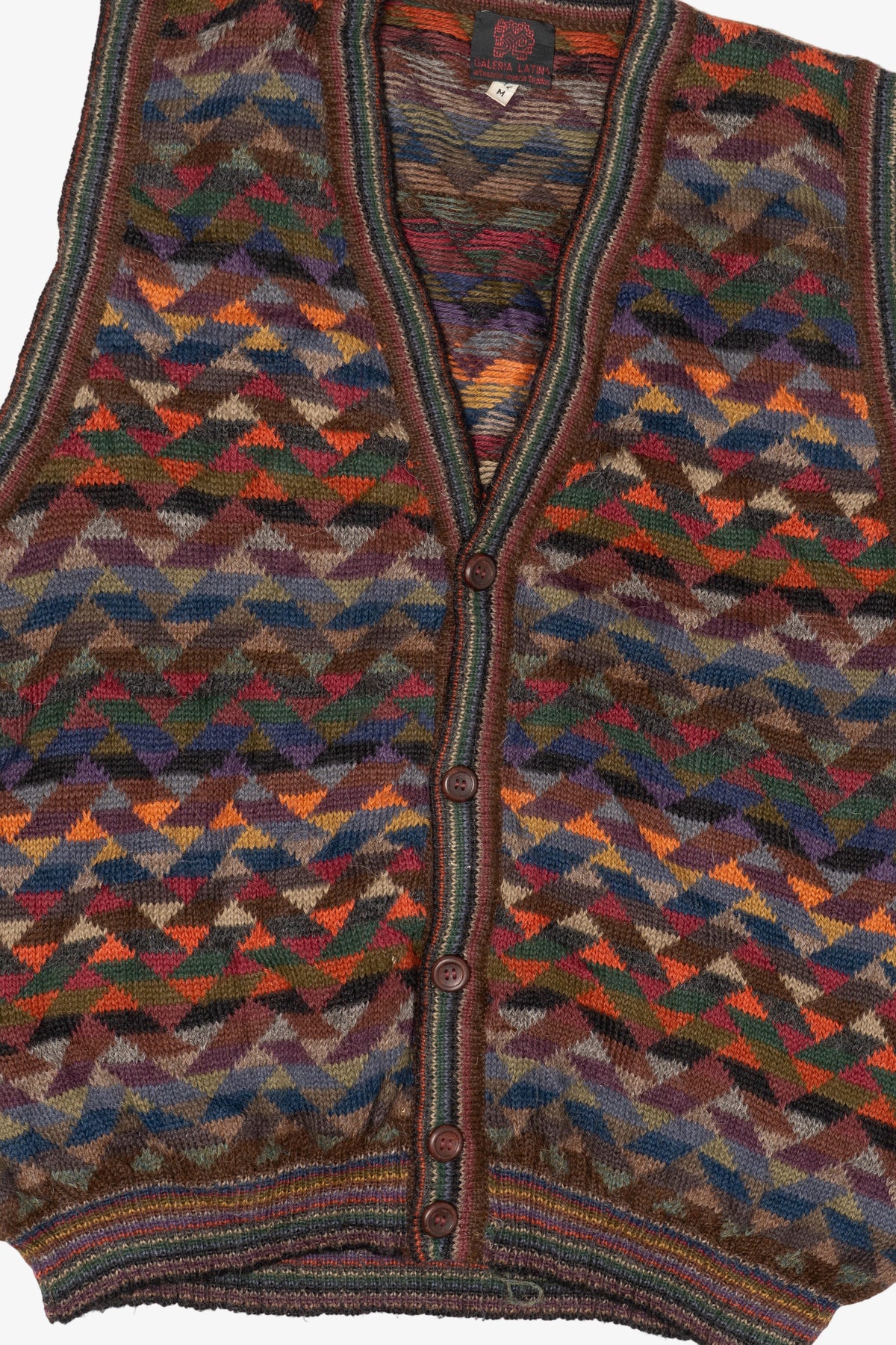 Vintage Galeria Latina Geometric Zig Zag Pattern Vest (1990s)