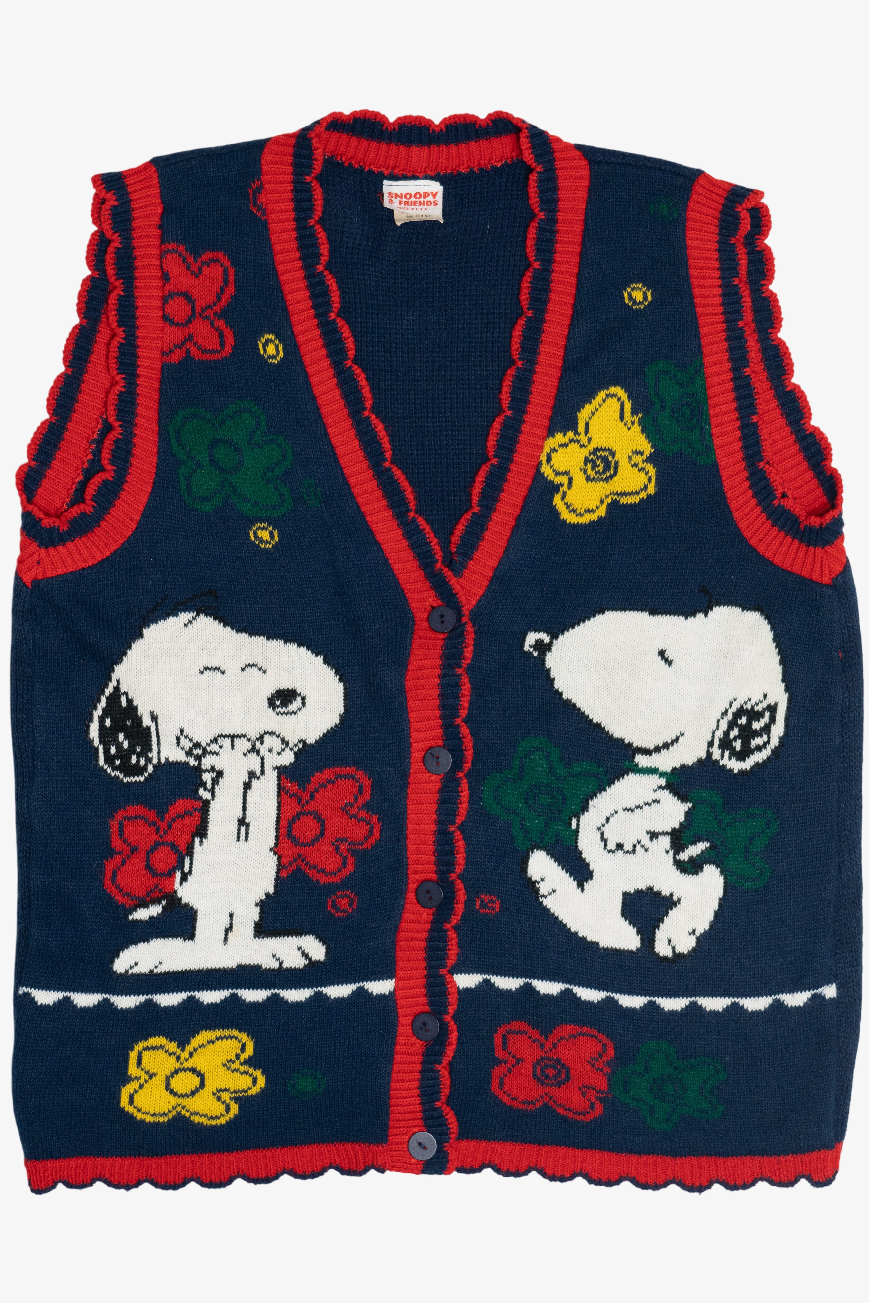 Vintage Snoopy & Friends Spring Flowers Sweater Vest (1990s)