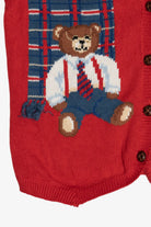 Vintage Susan Bristol Hand Embroidered Bear With Winter Scarves Button Up Vest (1990s)
