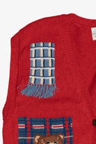 Vintage Susan Bristol Hand Embroidered Bear With Winter Scarves Button Up Vest (1990s)