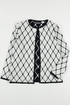 Black & White Faux Cardigan Pullover Sweater 100