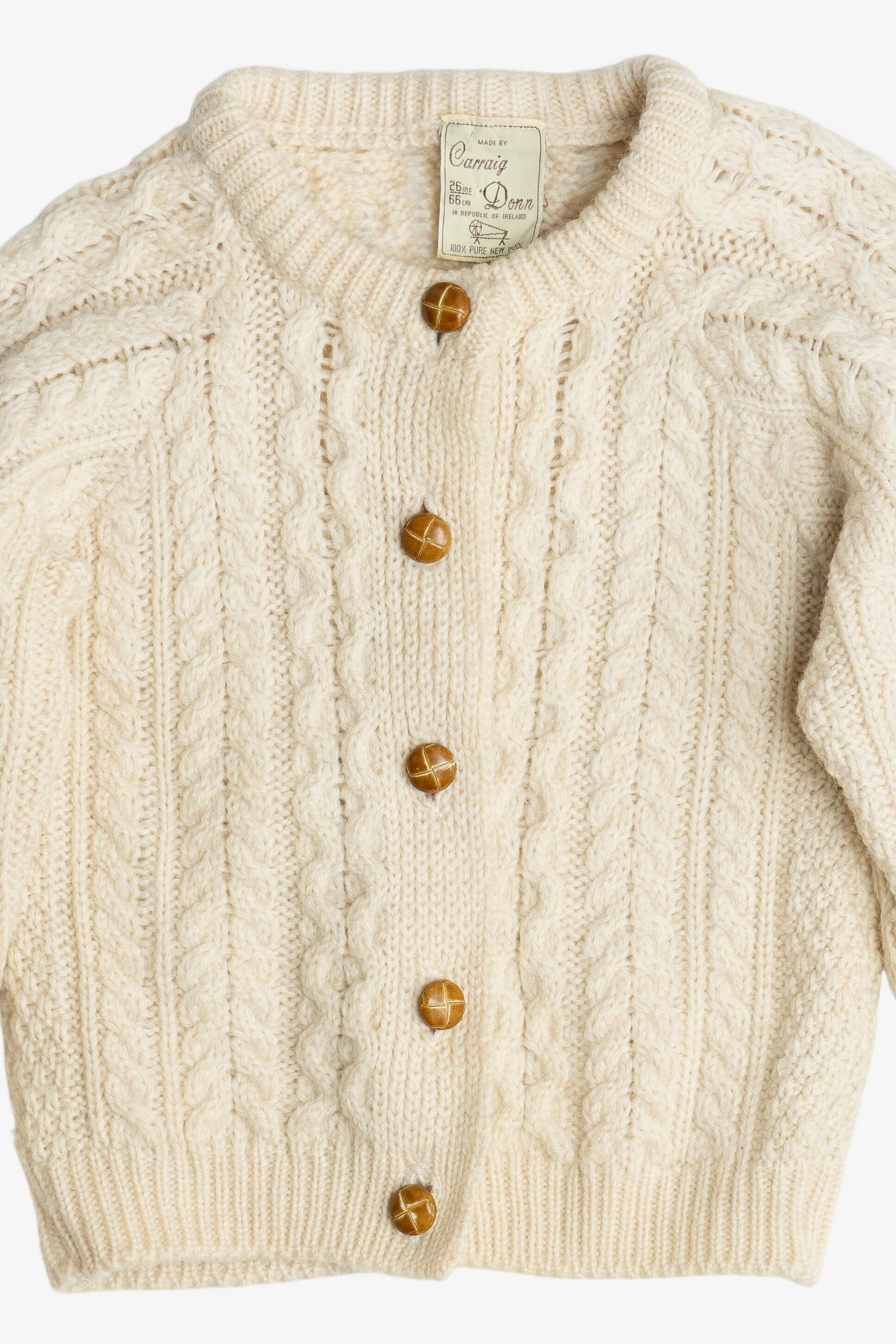 Vintage Kid's Size Carraig Donn Irish Fisherman Cardigan Sweater (1970s)