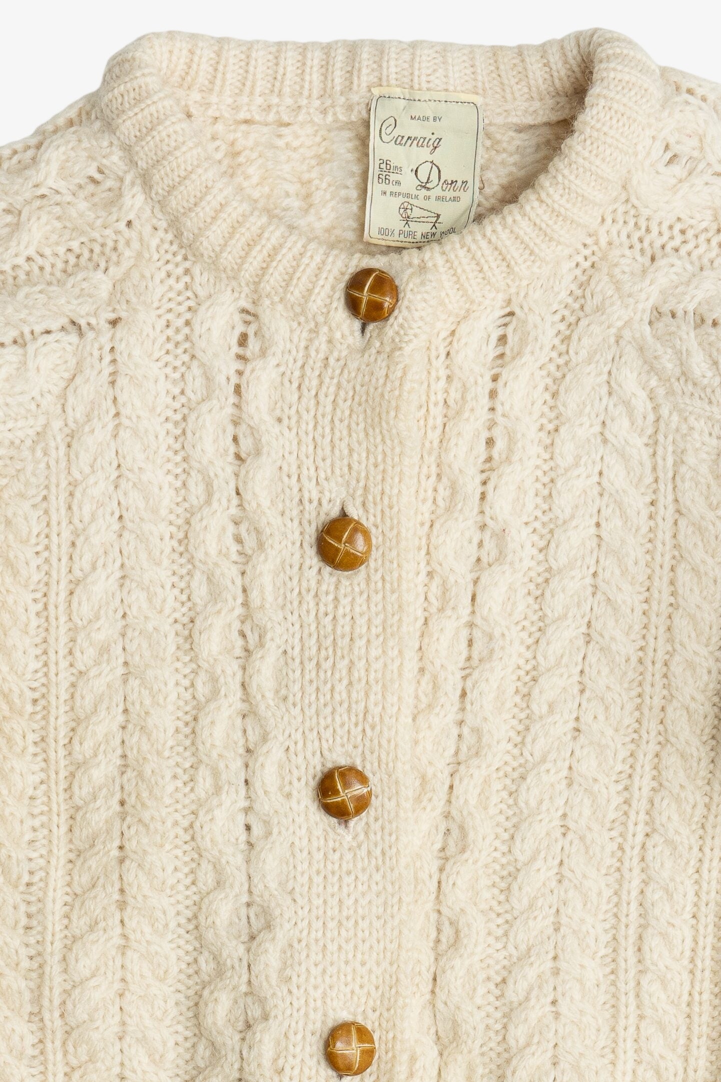 Vintage Kid's Size Carraig Donn Irish Fisherman Cardigan Sweater (1970s)