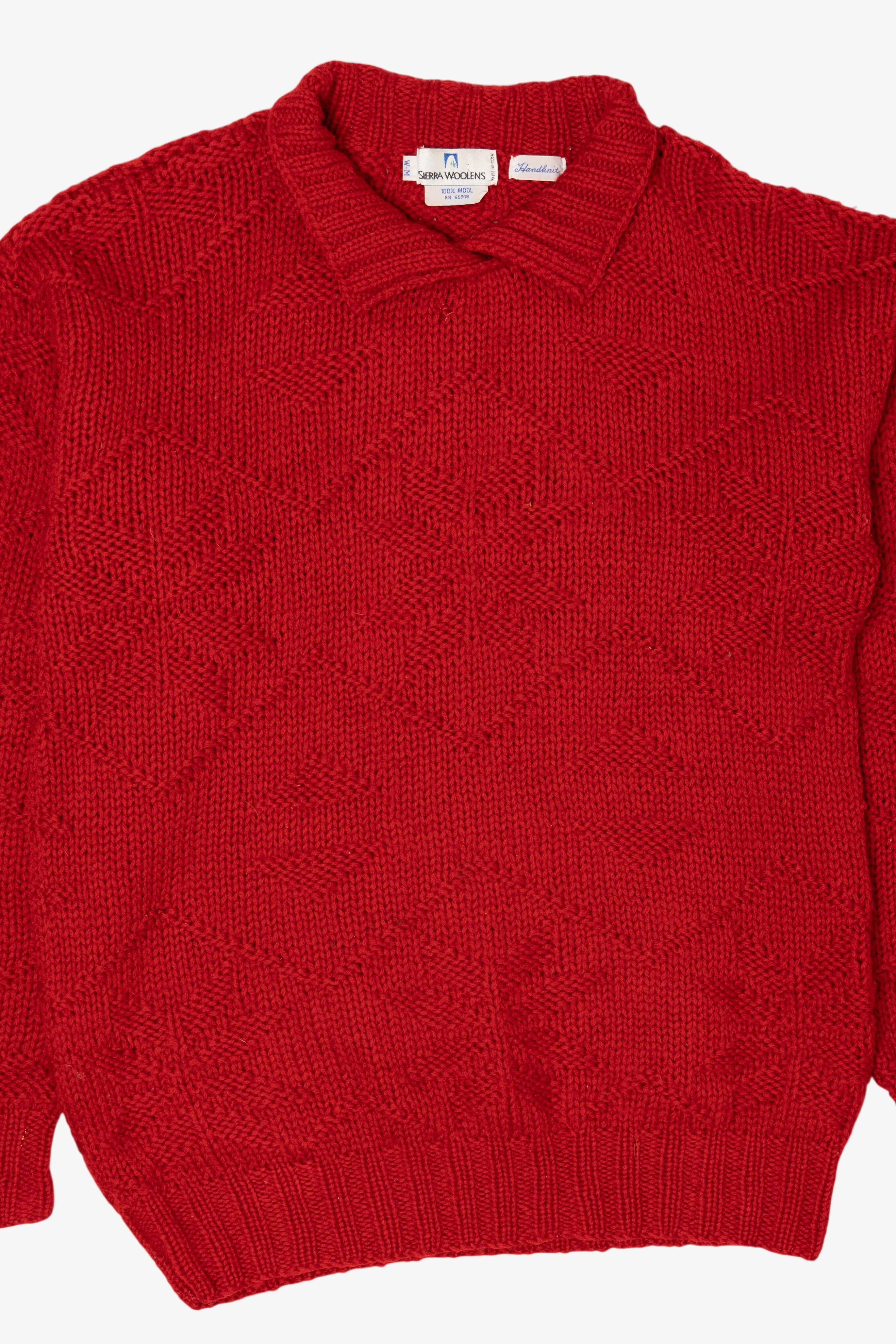 Vintage Hand Knit Red Sierra Wollens Sweater (1980s)