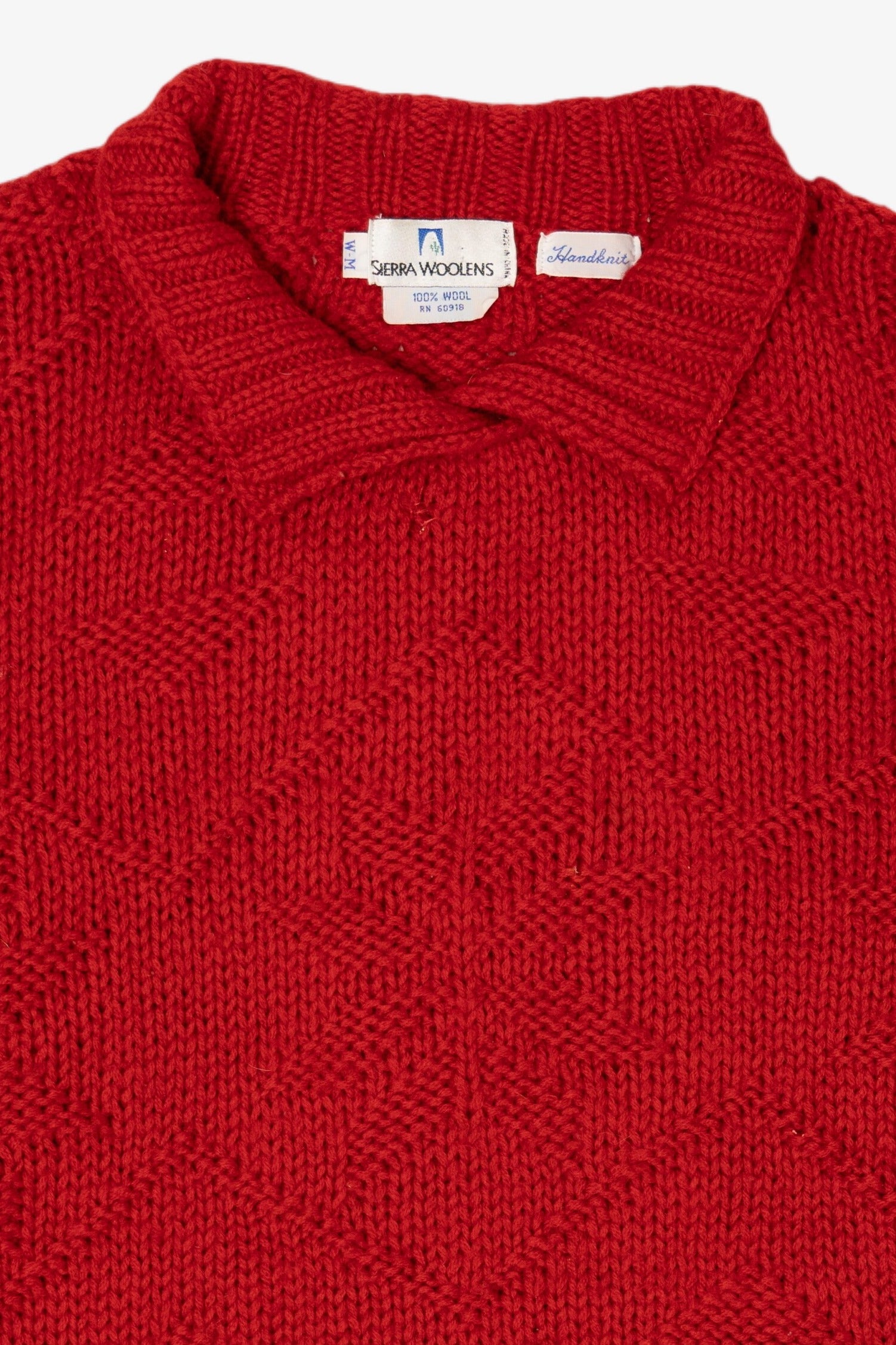 Vintage Hand Knit Red Sierra Wollens Sweater (1980s)