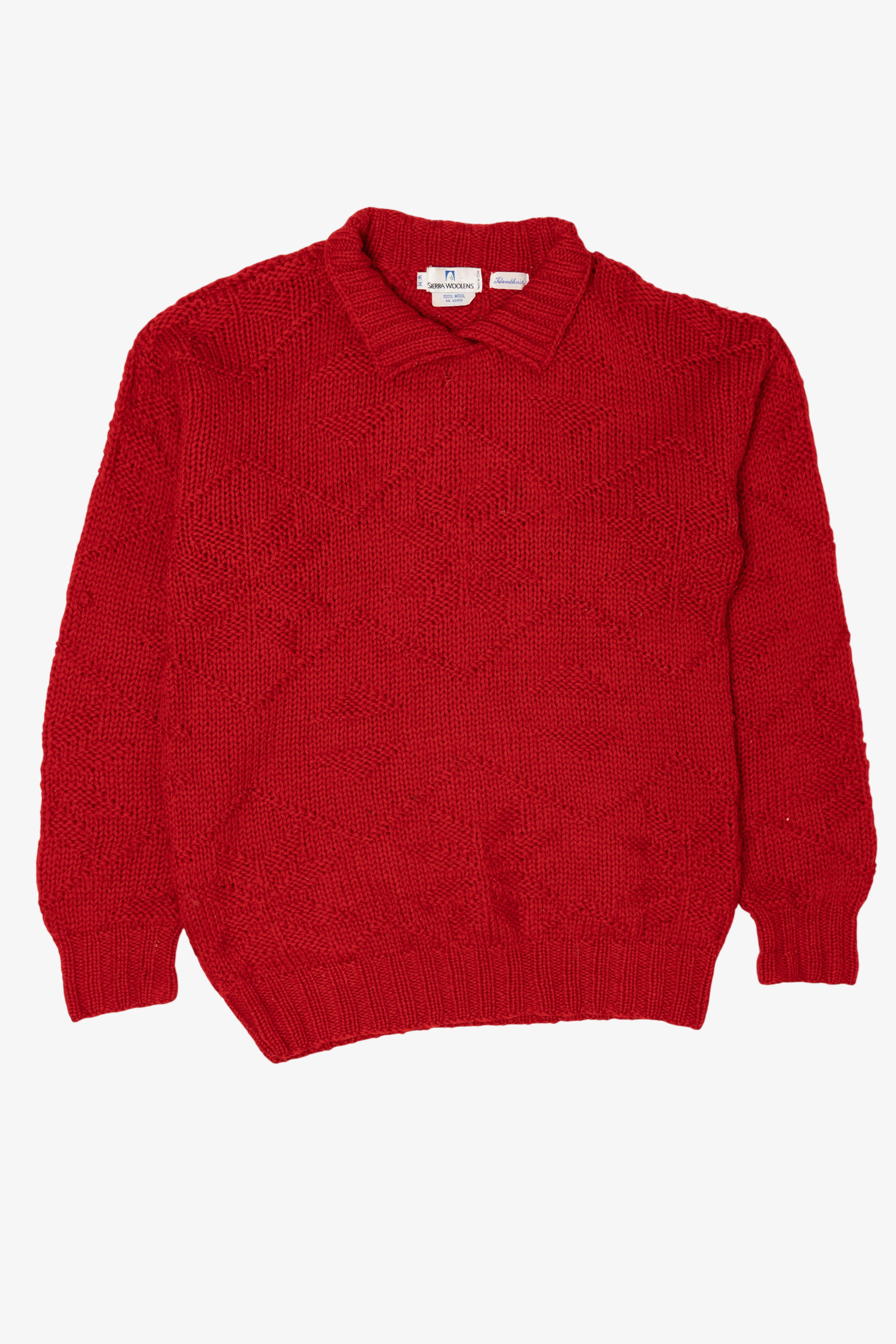 Vintage Hand Knit Red Sierra Wollens Sweater (1980s)