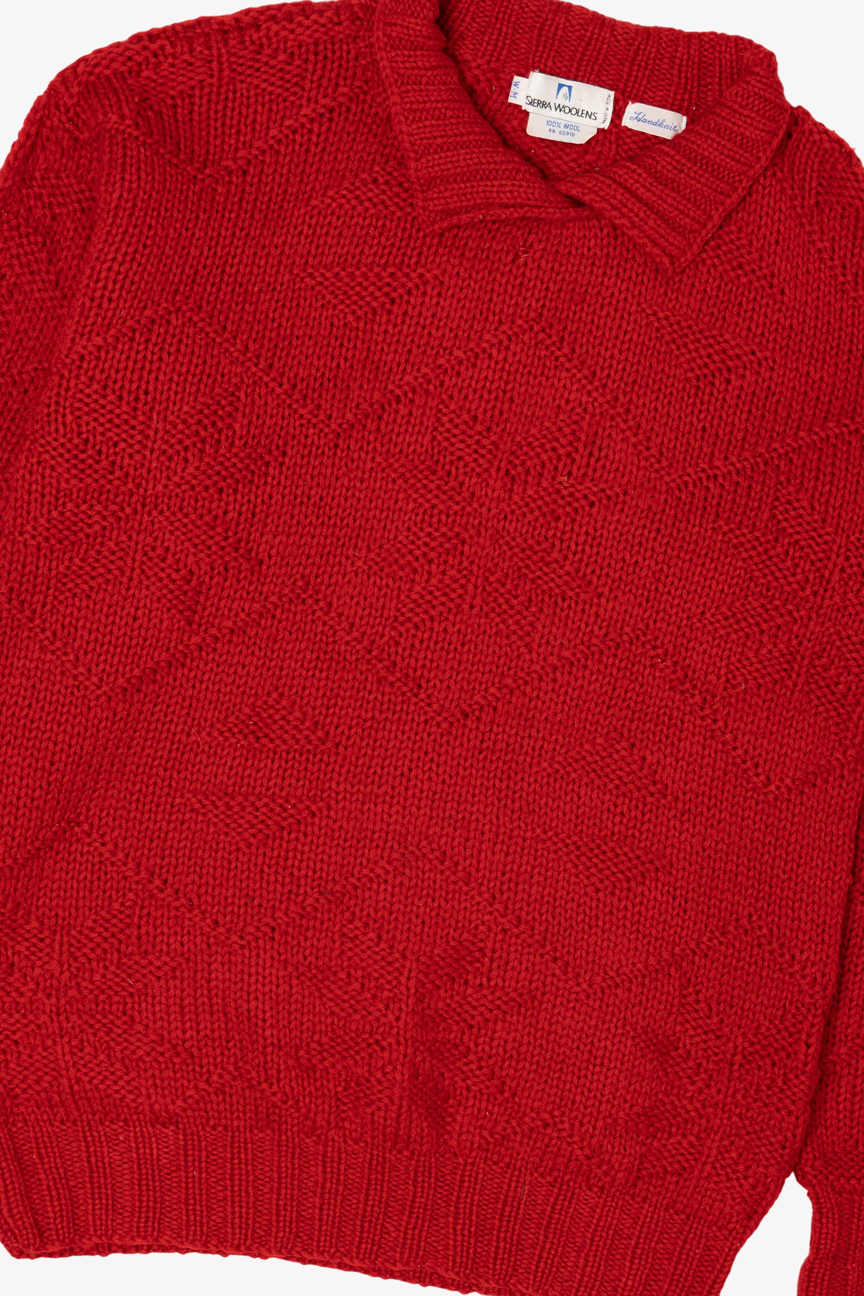 Vintage Hand Knit Red Sierra Wollens Sweater (1980s)