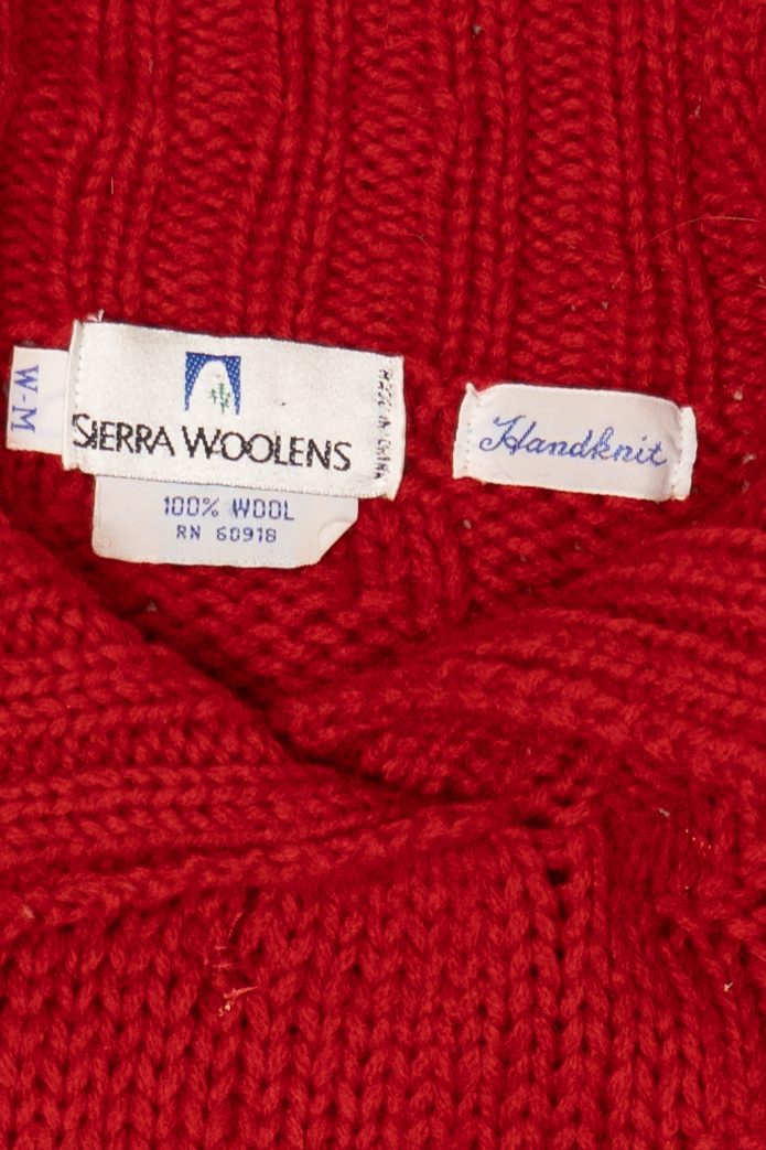 Vintage Hand Knit Red Sierra Wollens Sweater (1980s)